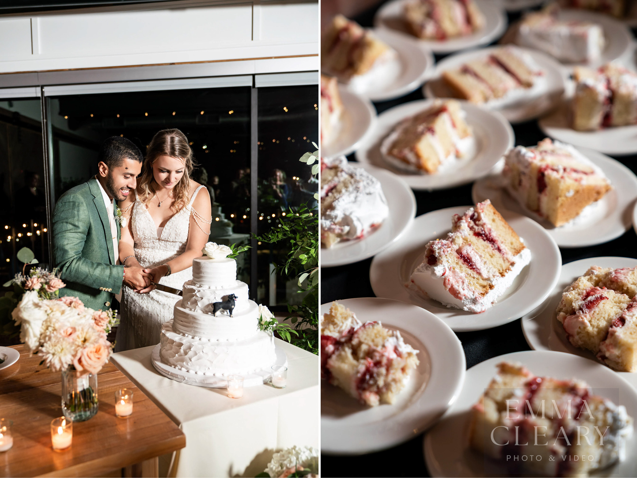 Cutting a wedding cake