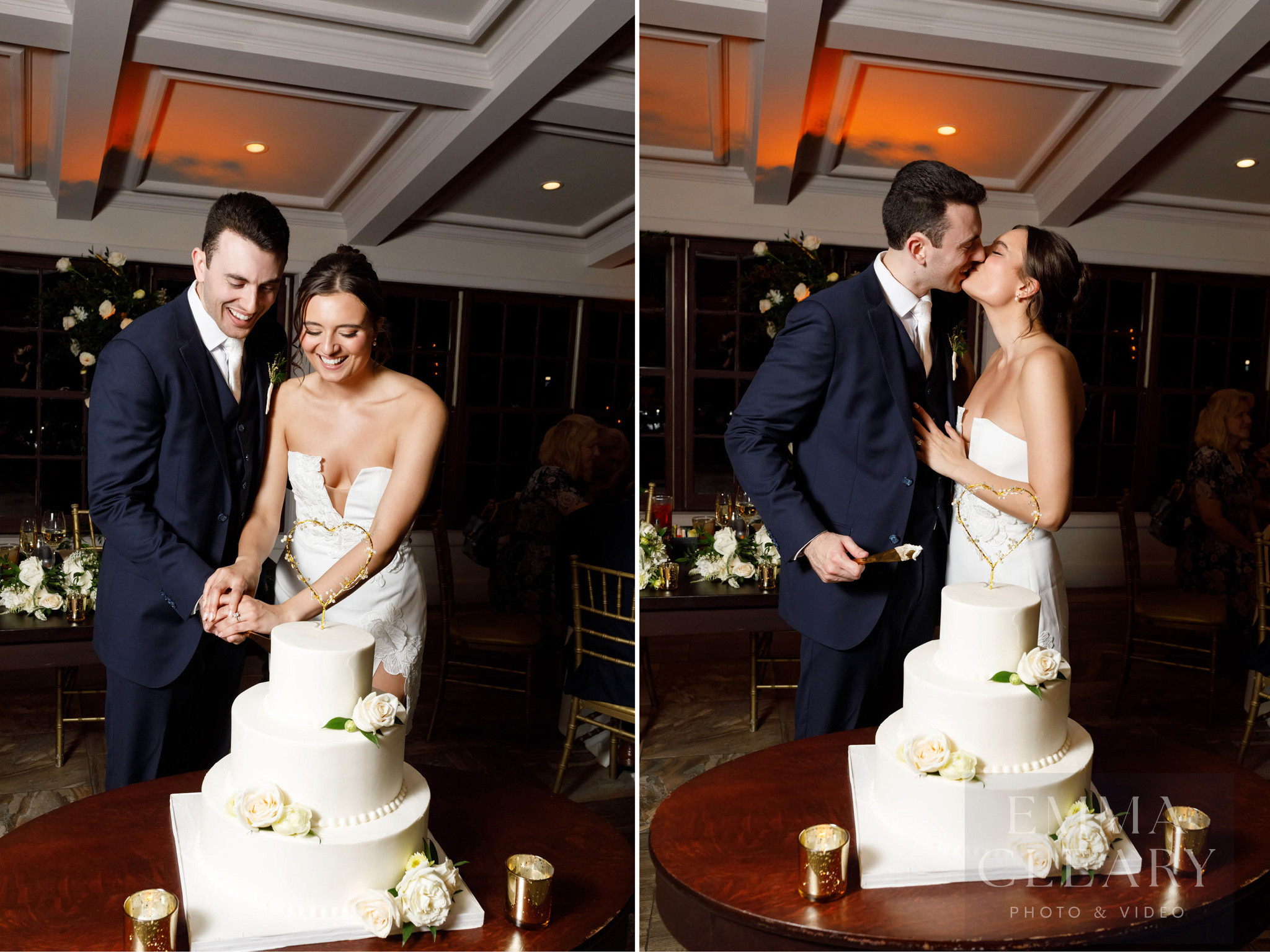 Cutting a wedding cake