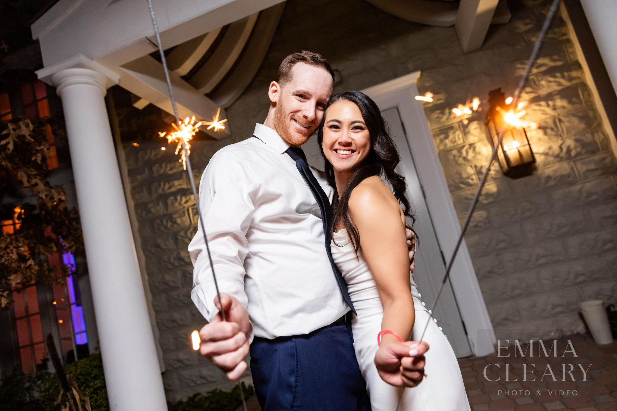 Wedding night portrait of a couple