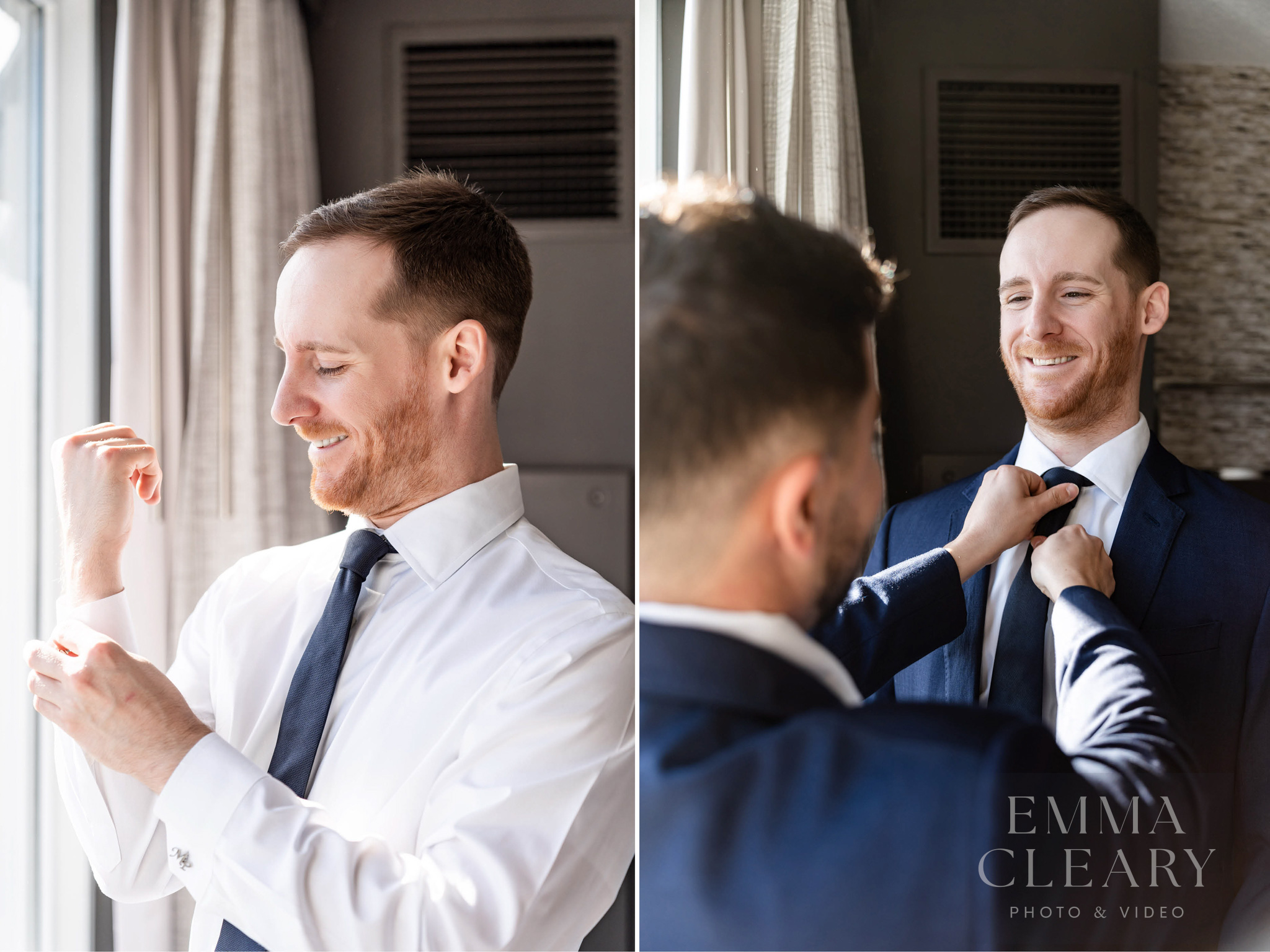 Best man helps the groom
