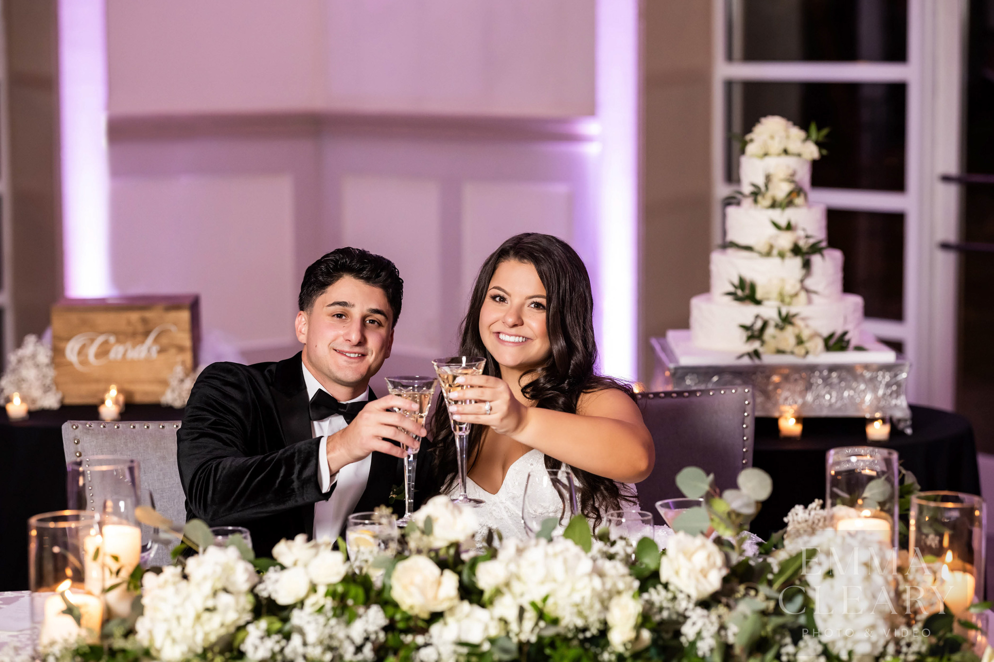 The bride and groom celebrate