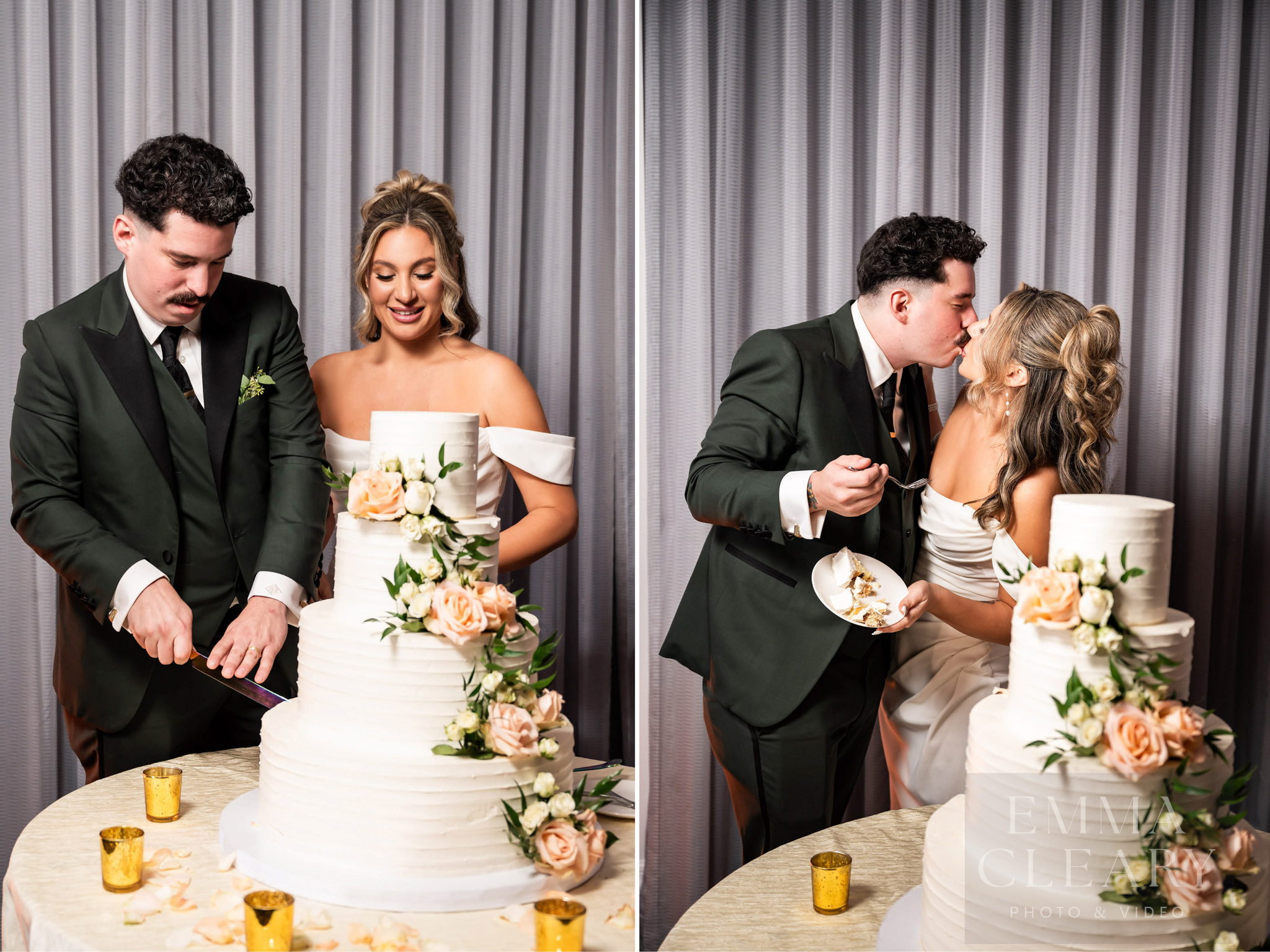 Cutting a wedding cake