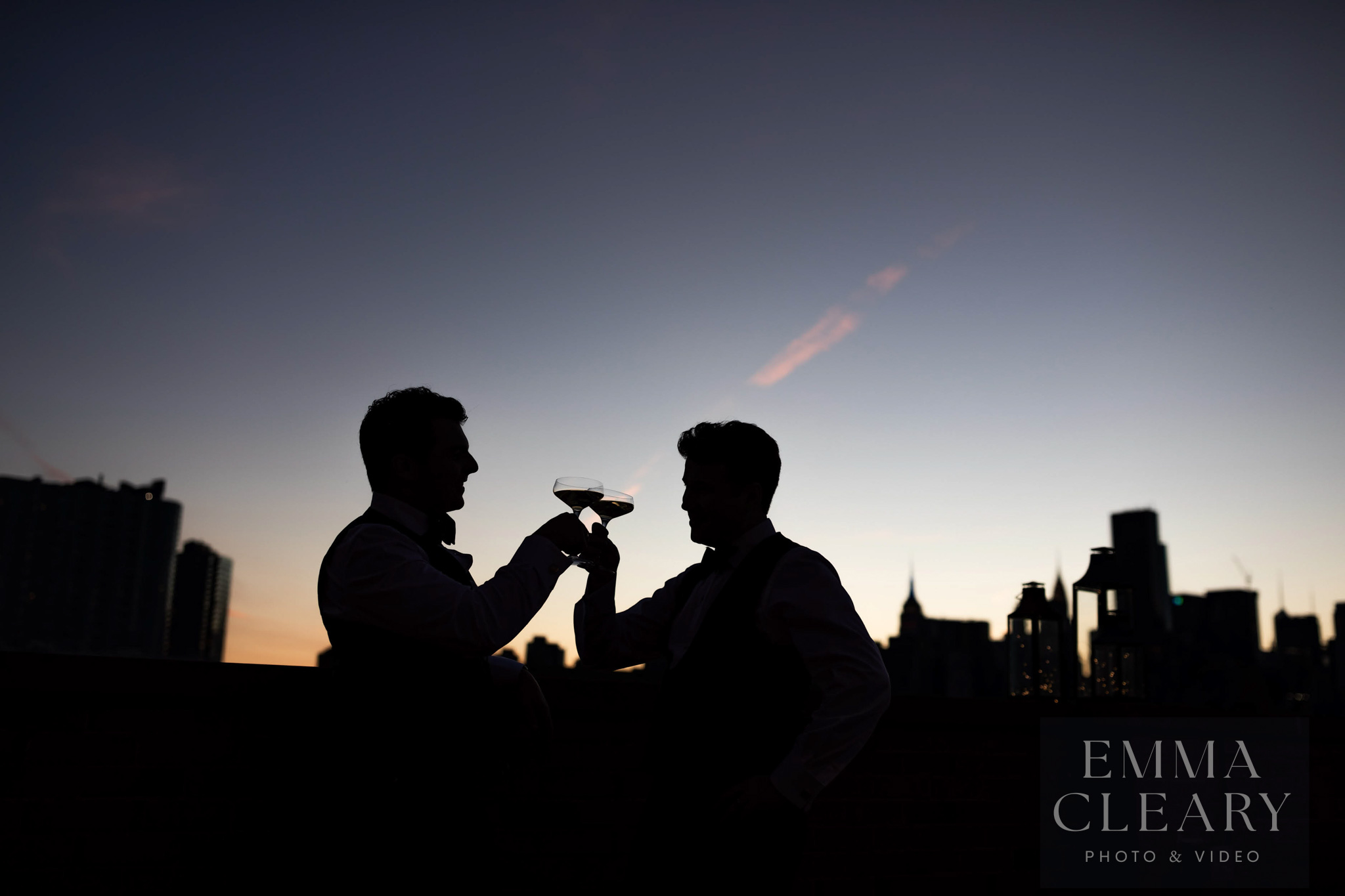 The wedding couple celebrates