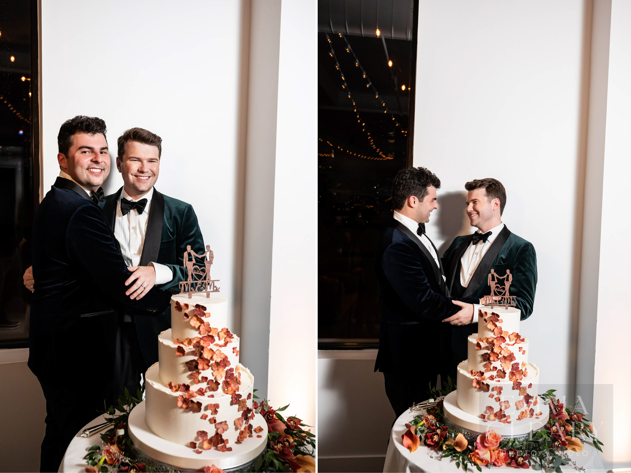 Cutting a wedding cake