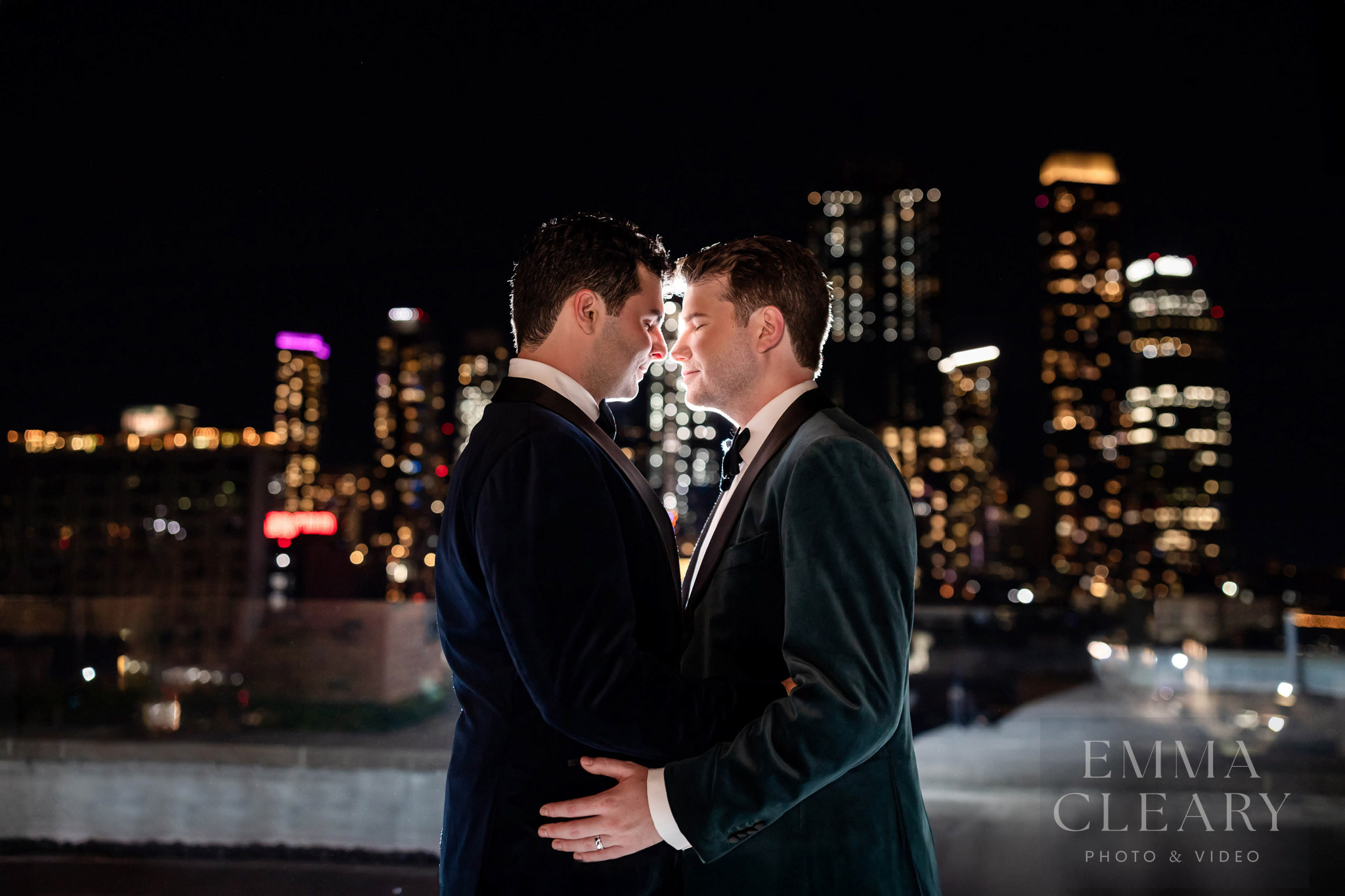 Night wedding portrait of a couple
