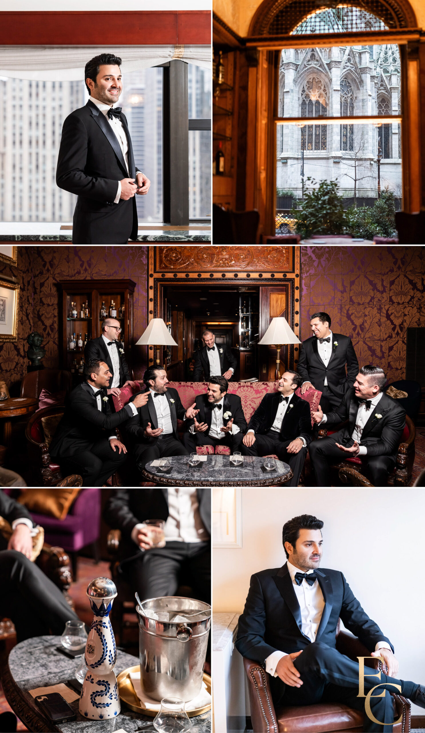 Groom and groomsmen portraits at NY Palace Hotel