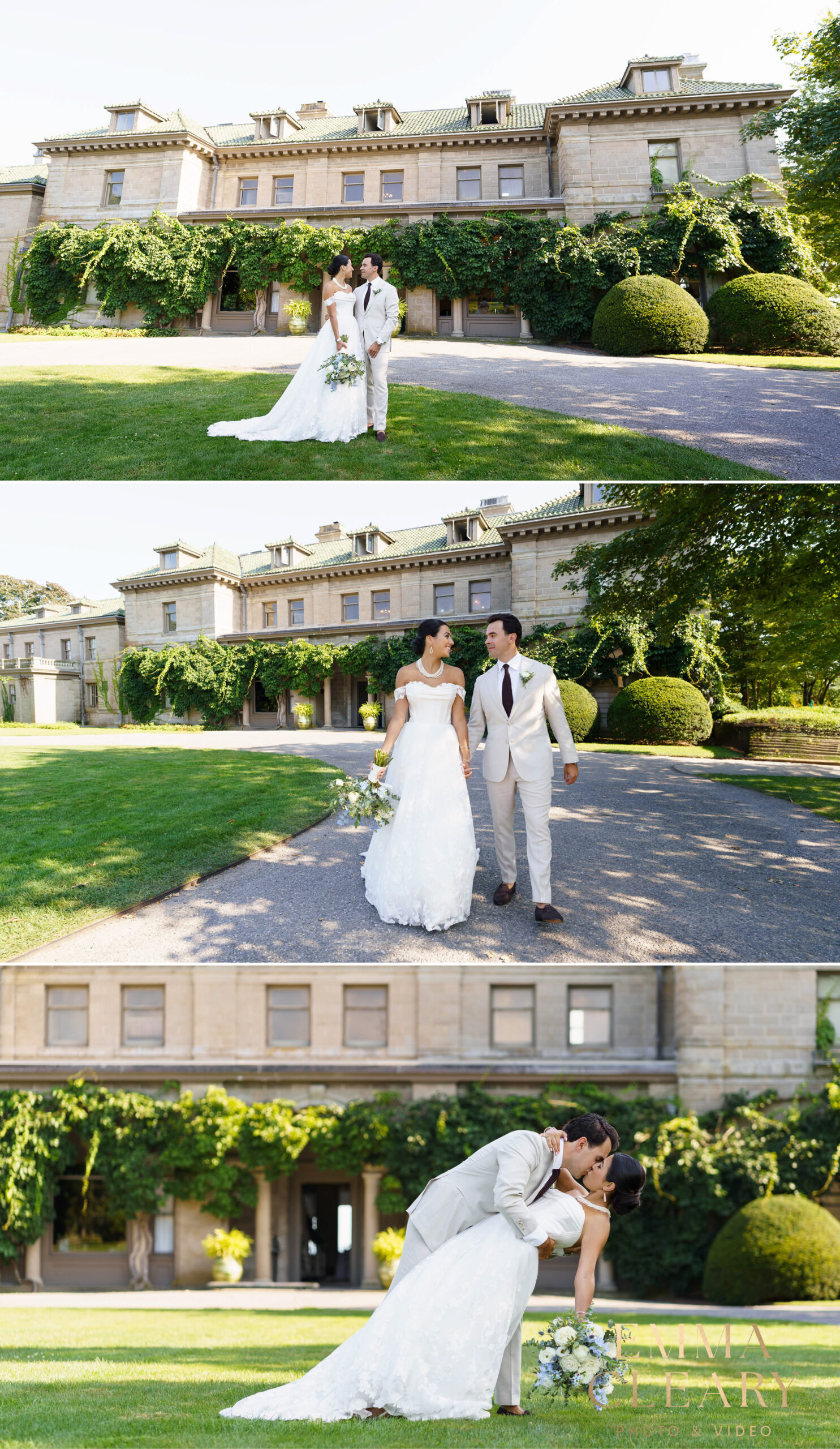 Editorial photos of the bride and groom at Eolia Mansion at Harkness State