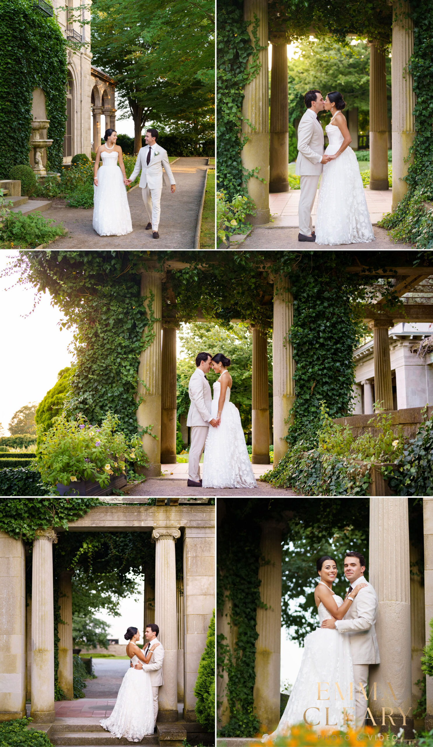 Editorial photos of the bride and groom at Eolia Mansion at Harkness State