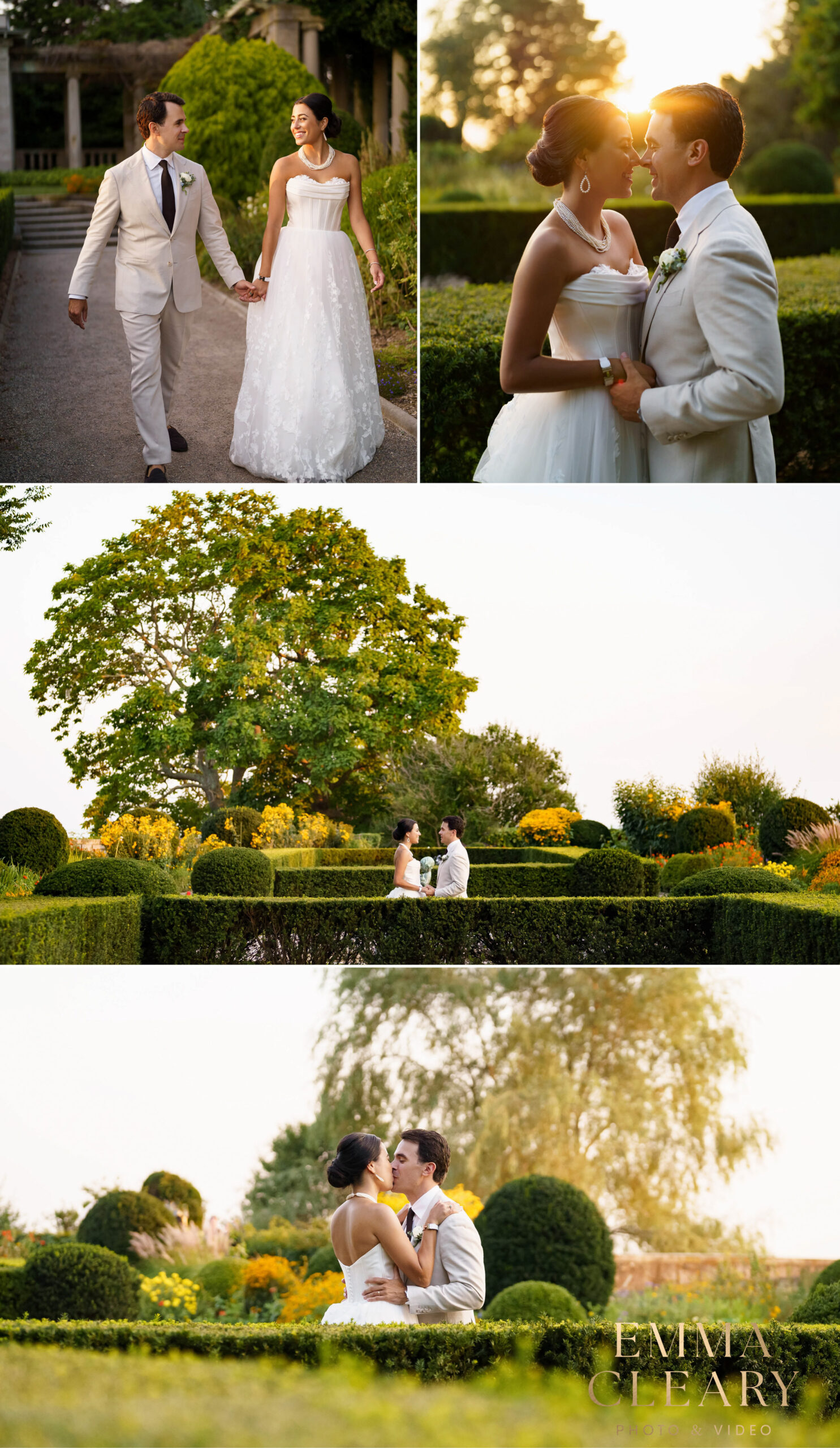 Sunset photos of the bride and groom at Eolia Mansion at Harkness State