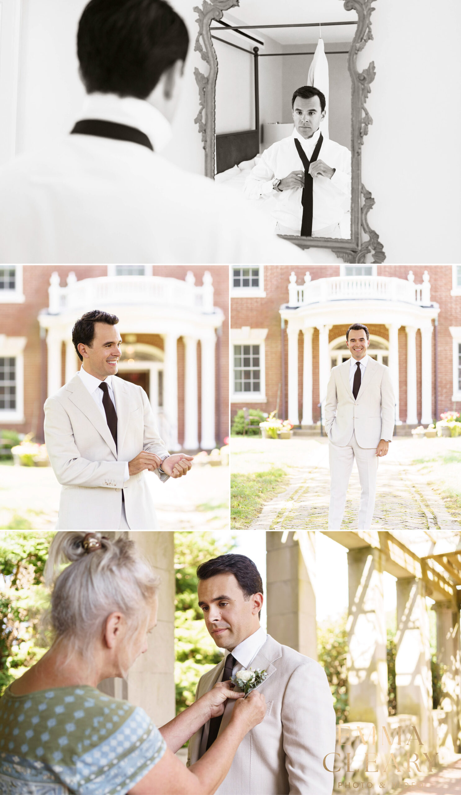Photos of the groom's preparations in Connecticut