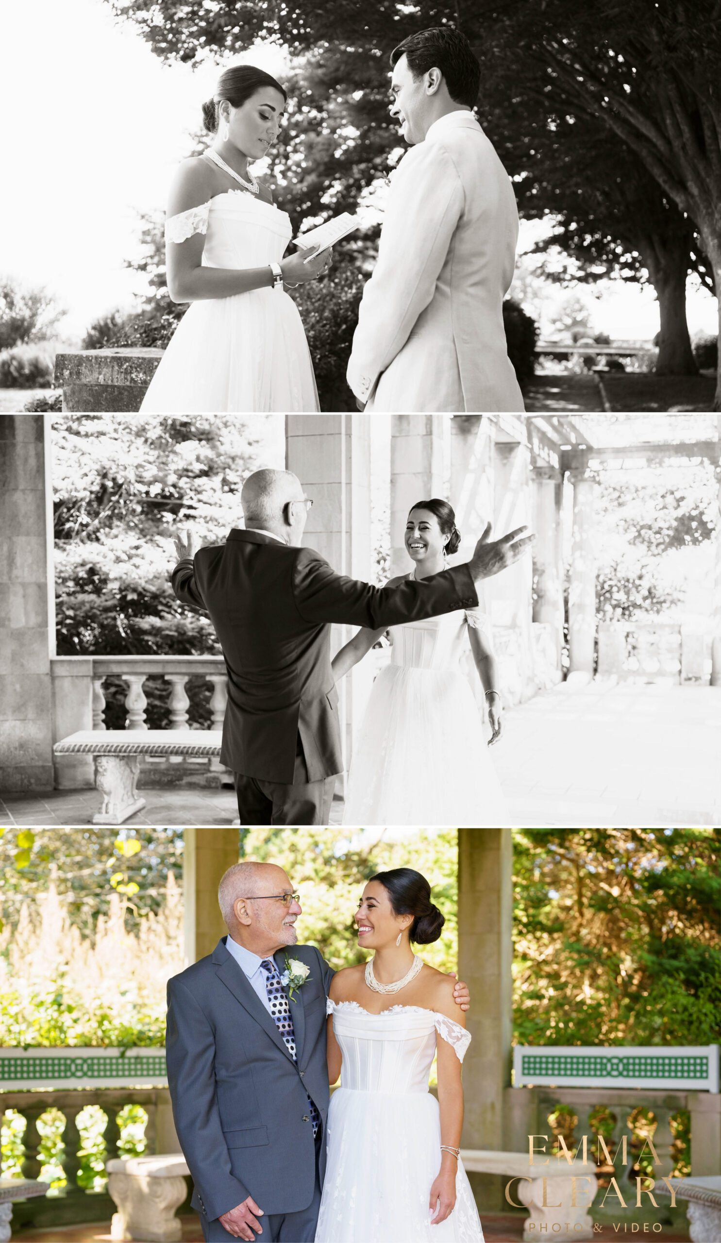 Editorial photos of the bride and father's first look in Connecticut