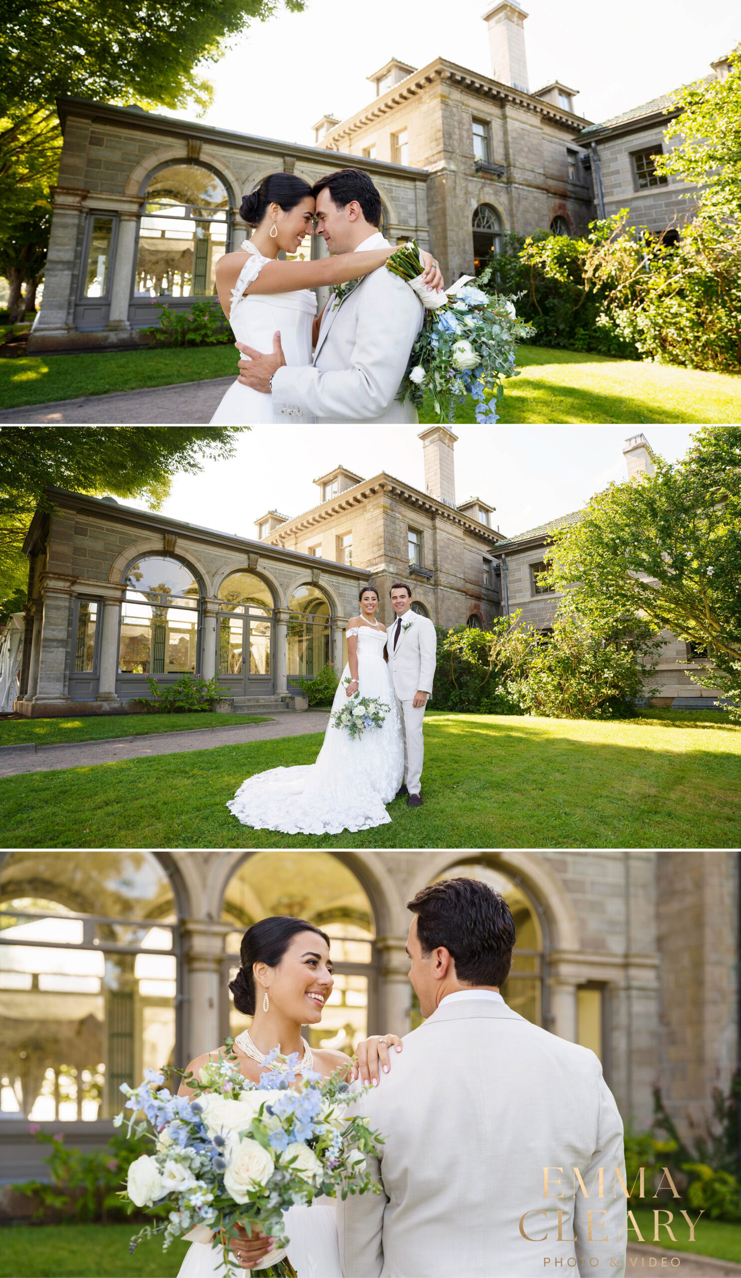 Editorial photos of the bride and groom at Eolia Mansion at Harkness State