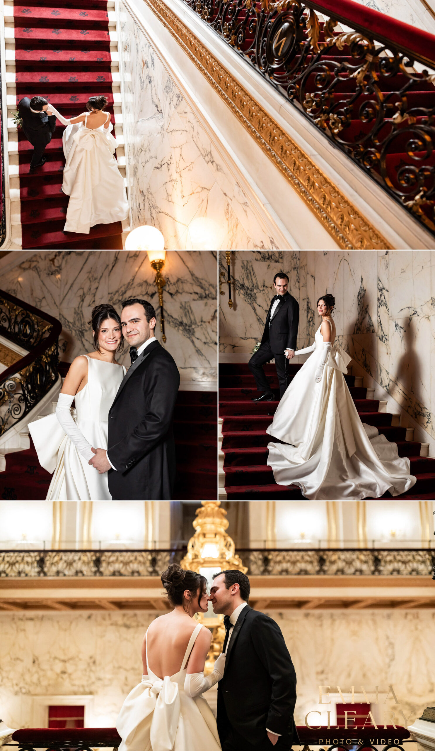 Editorial photos of the bride and groom at the Metropolitan Club