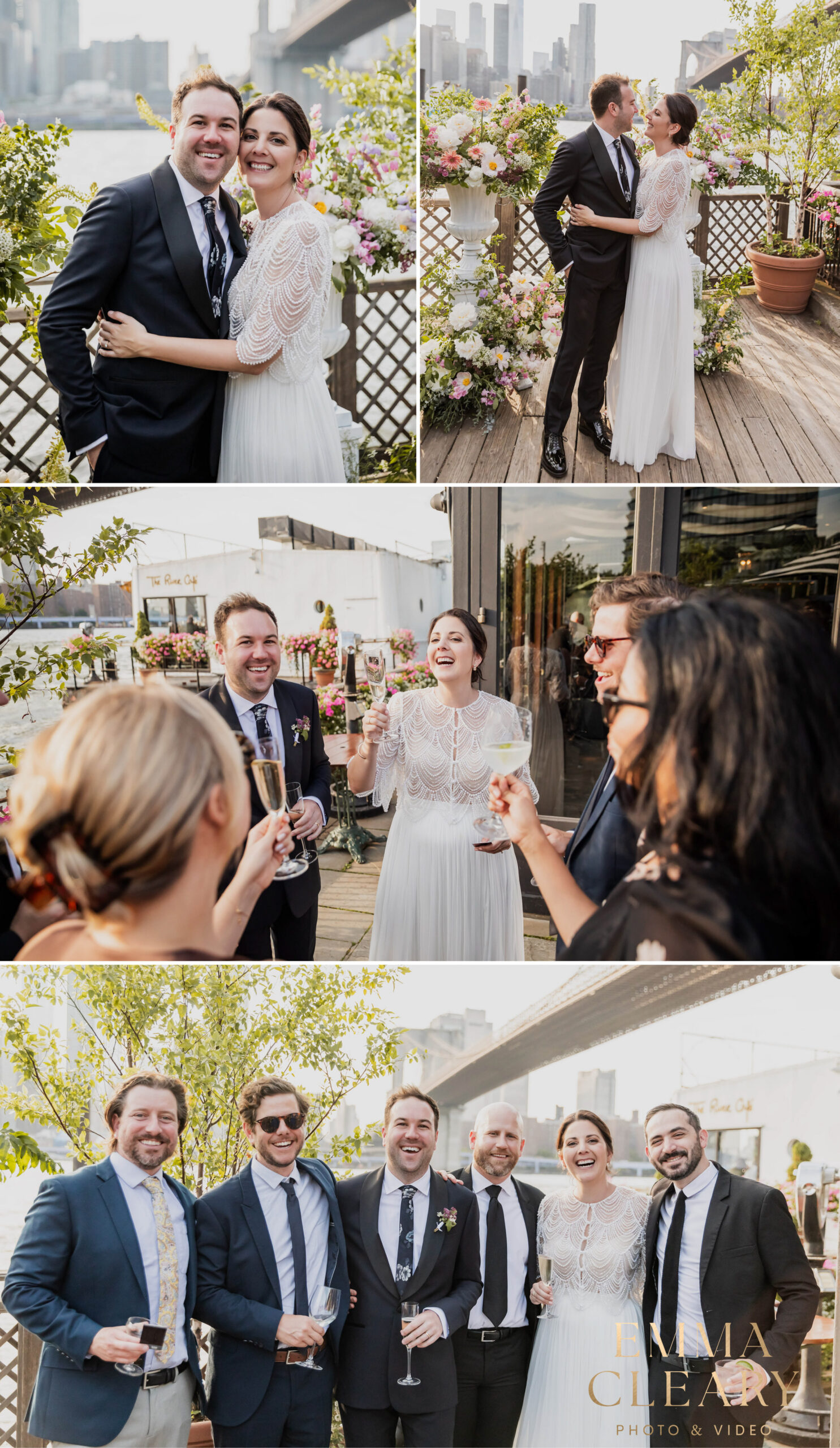 Photojournalistic wedding photos of the bride and groom at The River Cafe