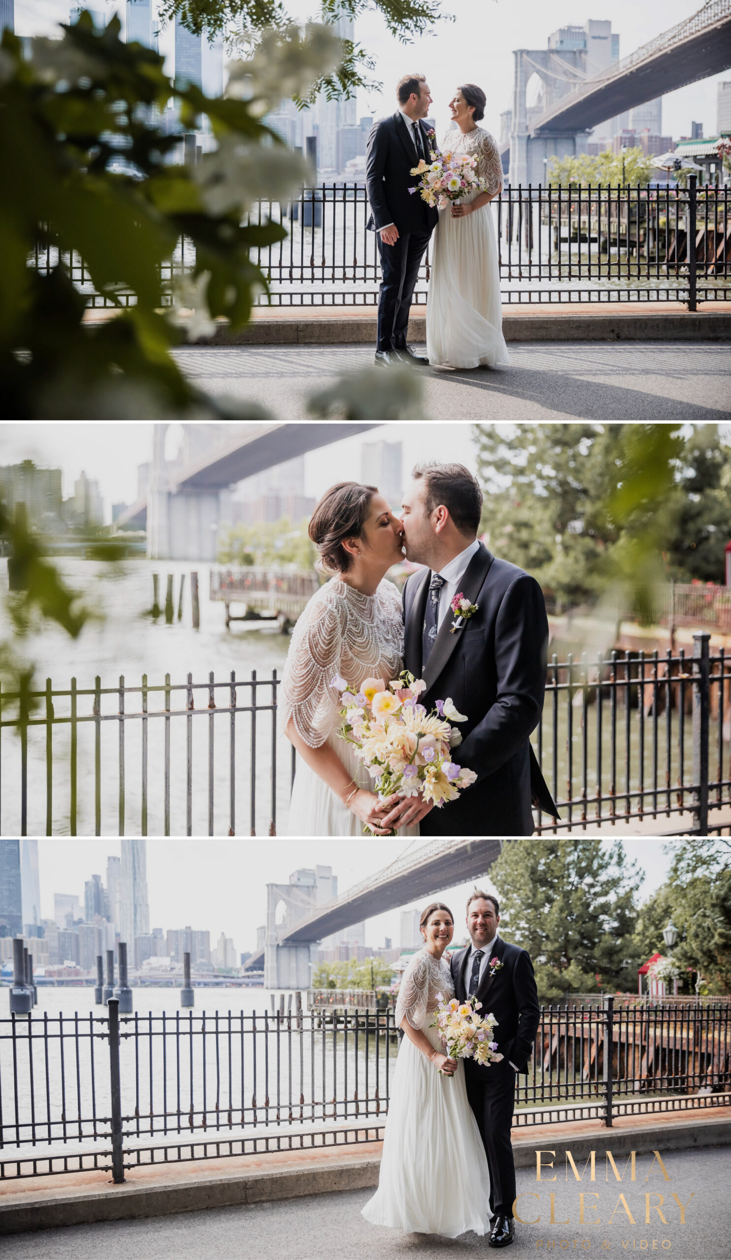 Editorial wedding photos of the bride and groom in Brooklyn