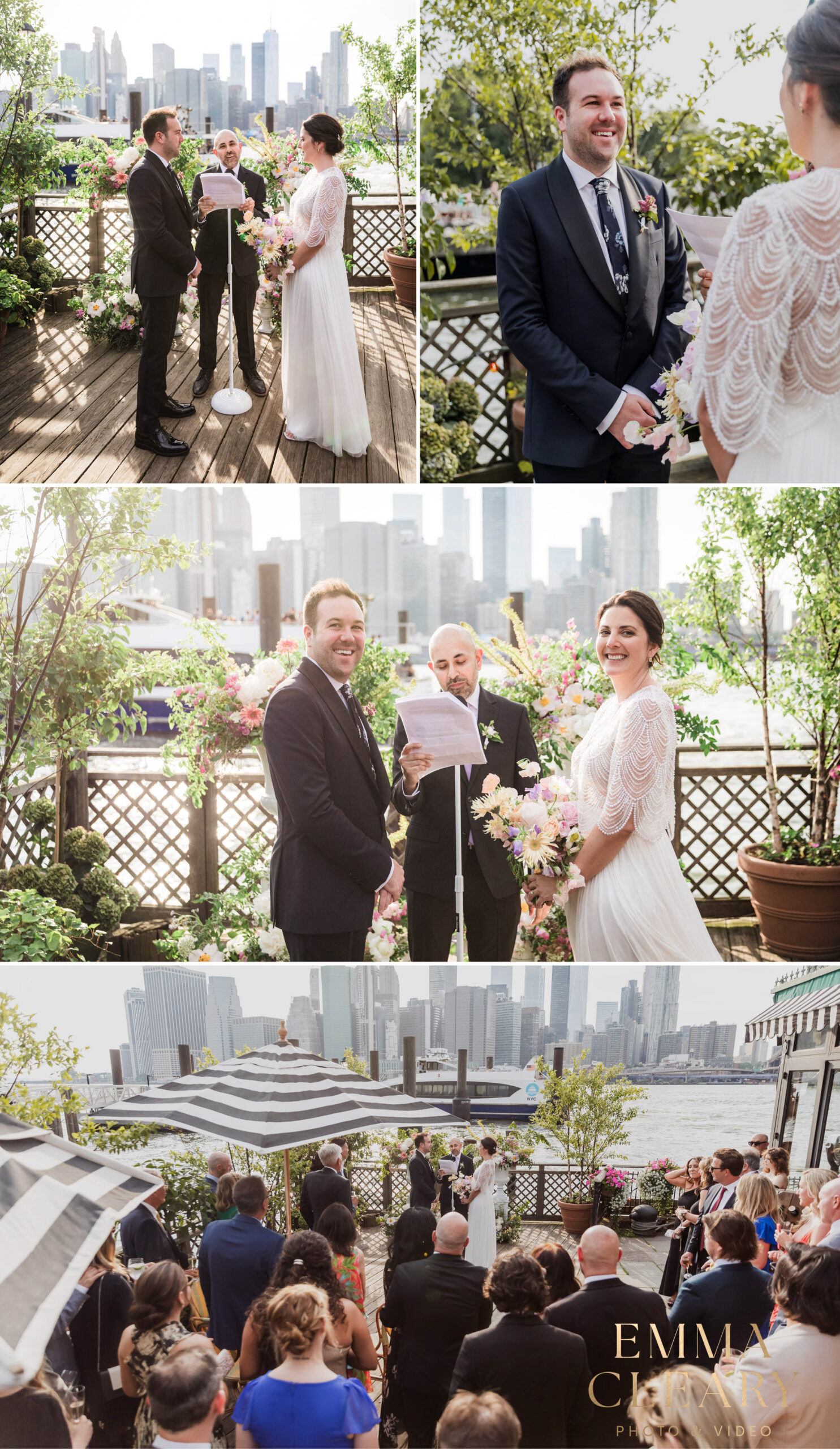 Photojournalistic photos of the wedding ceremony at The River Cafe