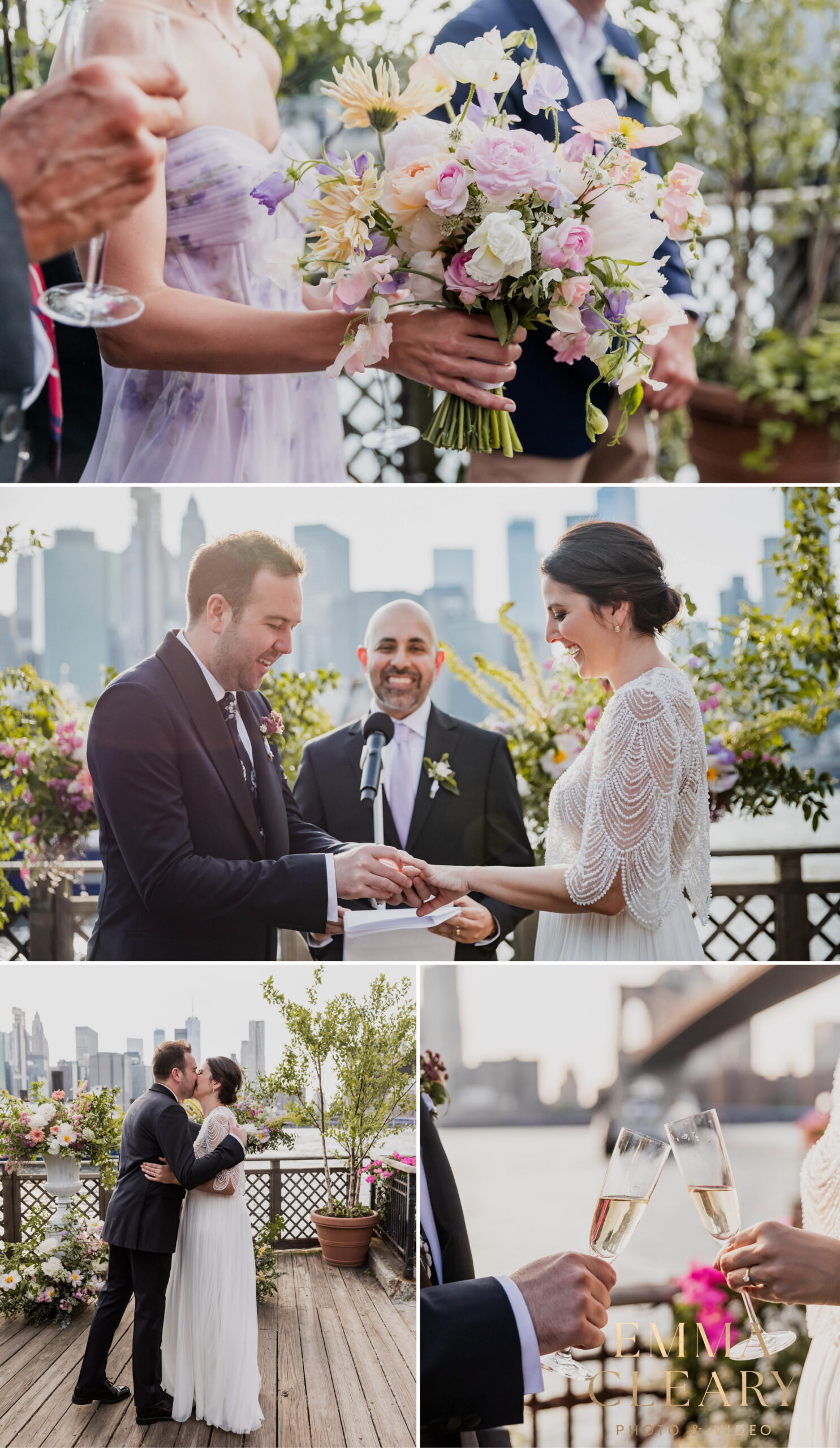 Photojournalistic photos of the wedding ceremony at The River Cafe