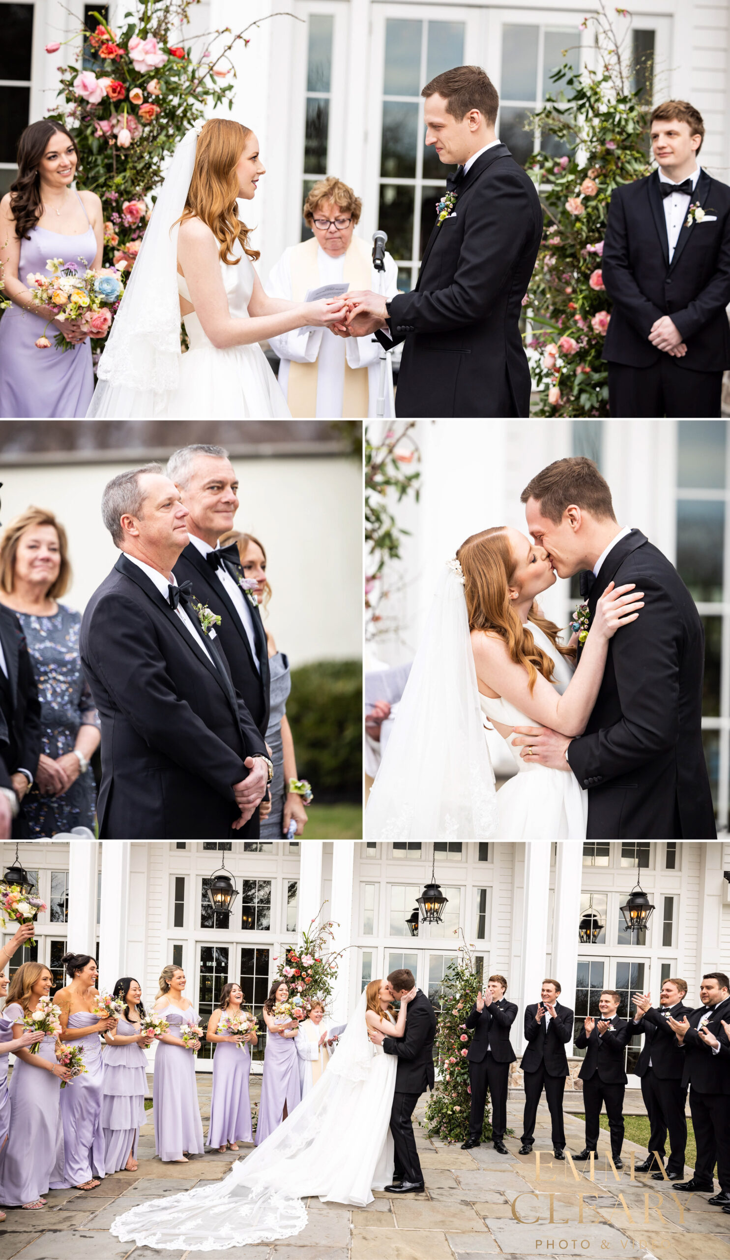 Photojournalistic photos of the wedding ceremony at Ryland Inn