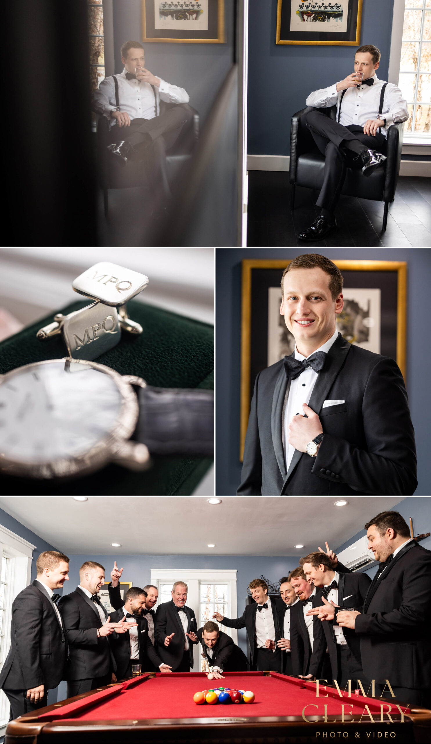 Groom getting ready photos at the Ryland Inn