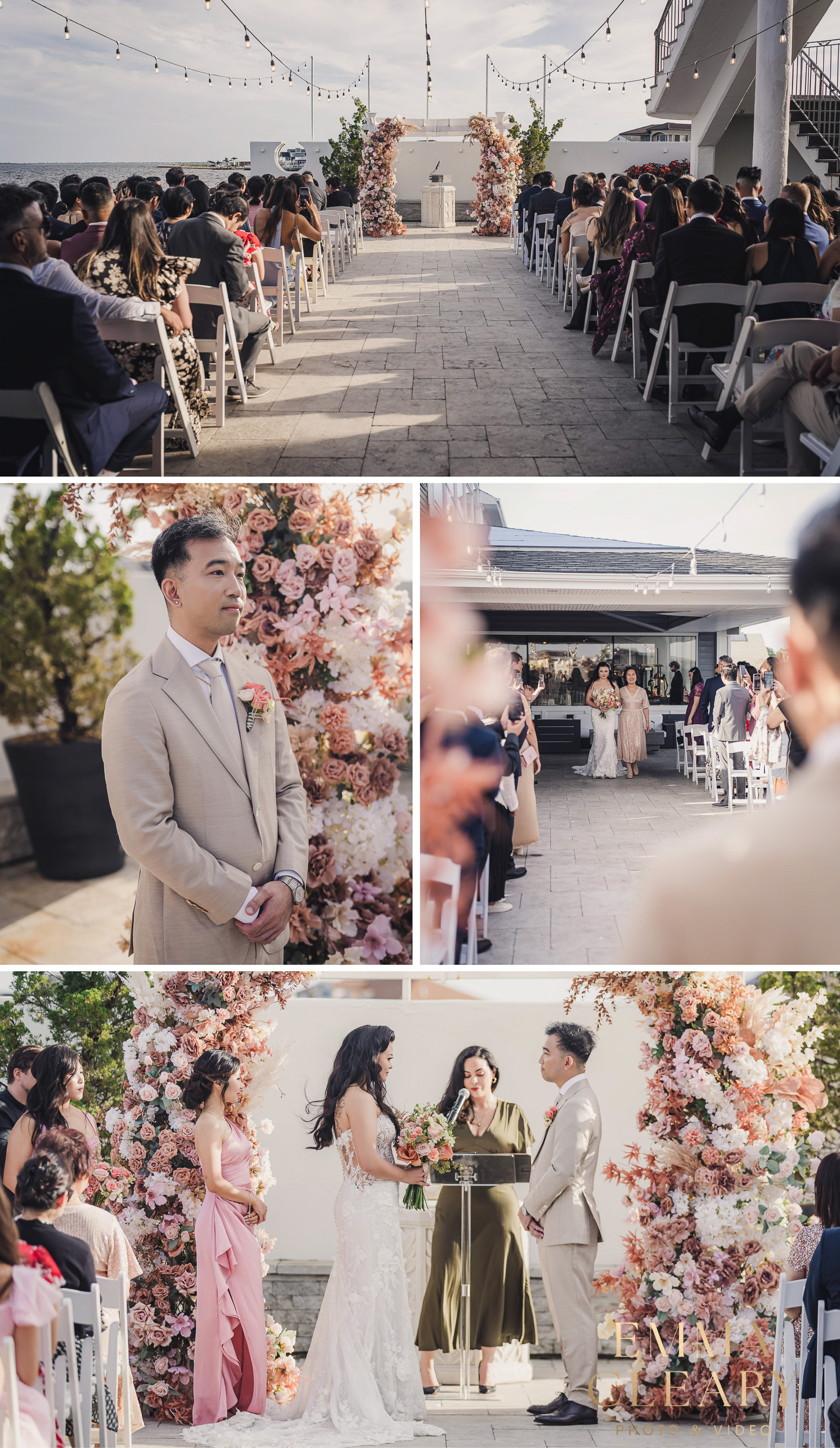 Photojournalistic photos of the wedding ceremony at The Piermont
