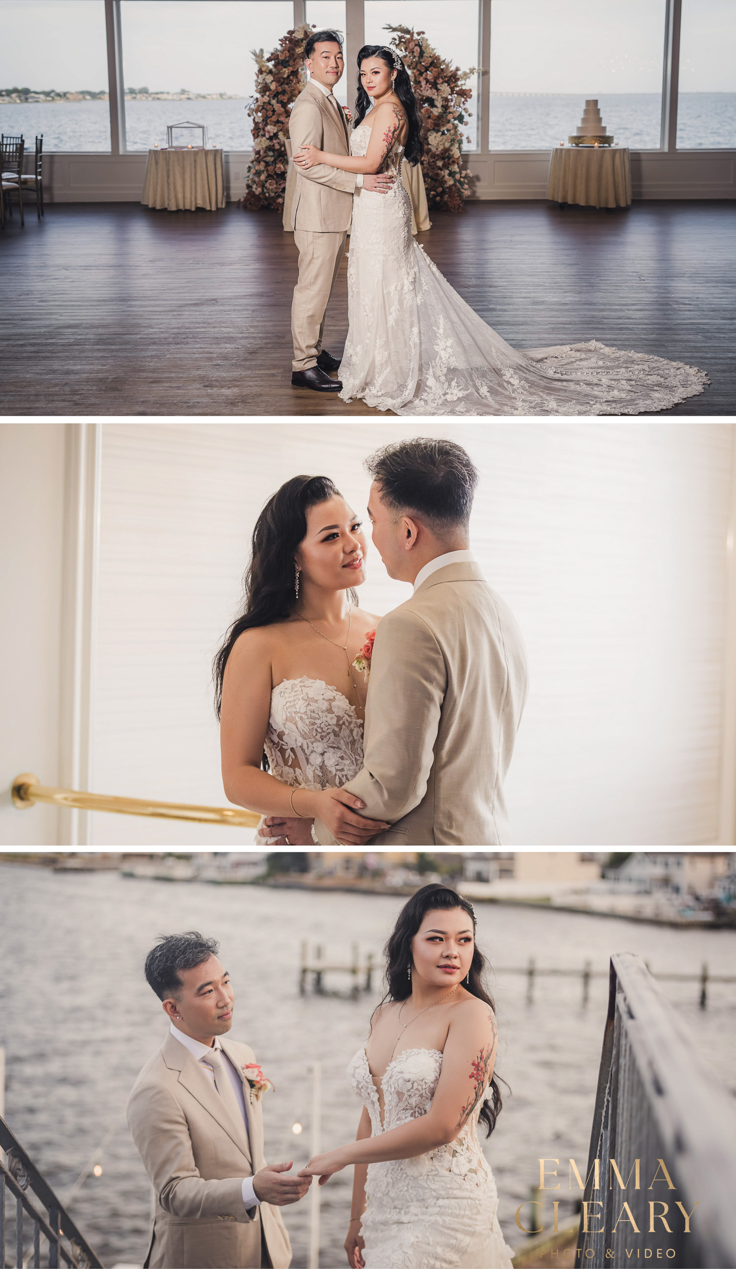 Photojournalistic wedding photos of the bride and groom at The Piermont