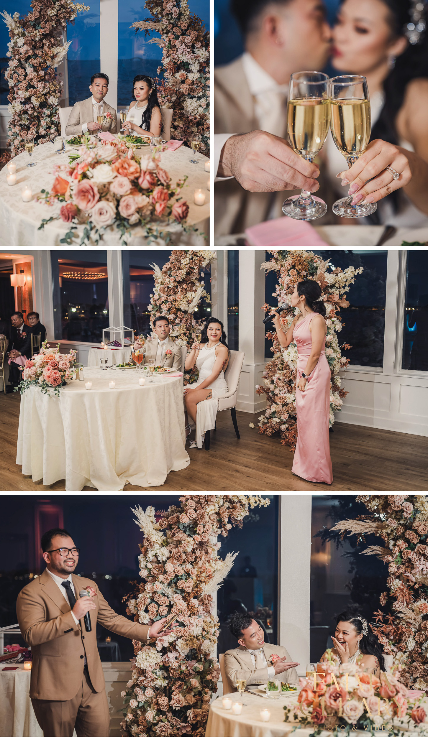 Photos of speeches by friends of the bride and groom at The Piermont