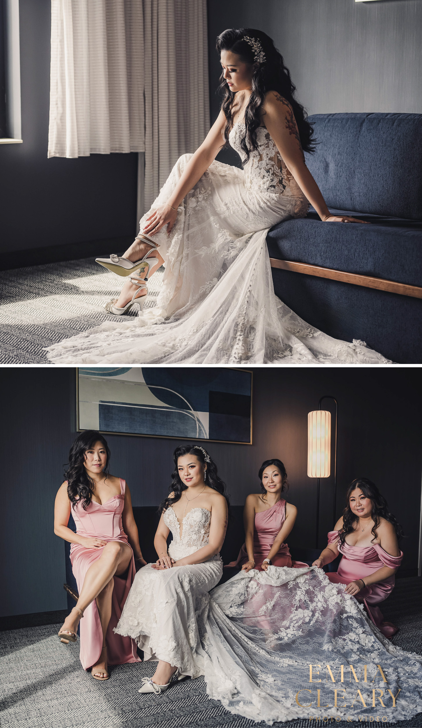Wedding photos of the bride and bridesmaids in NYC