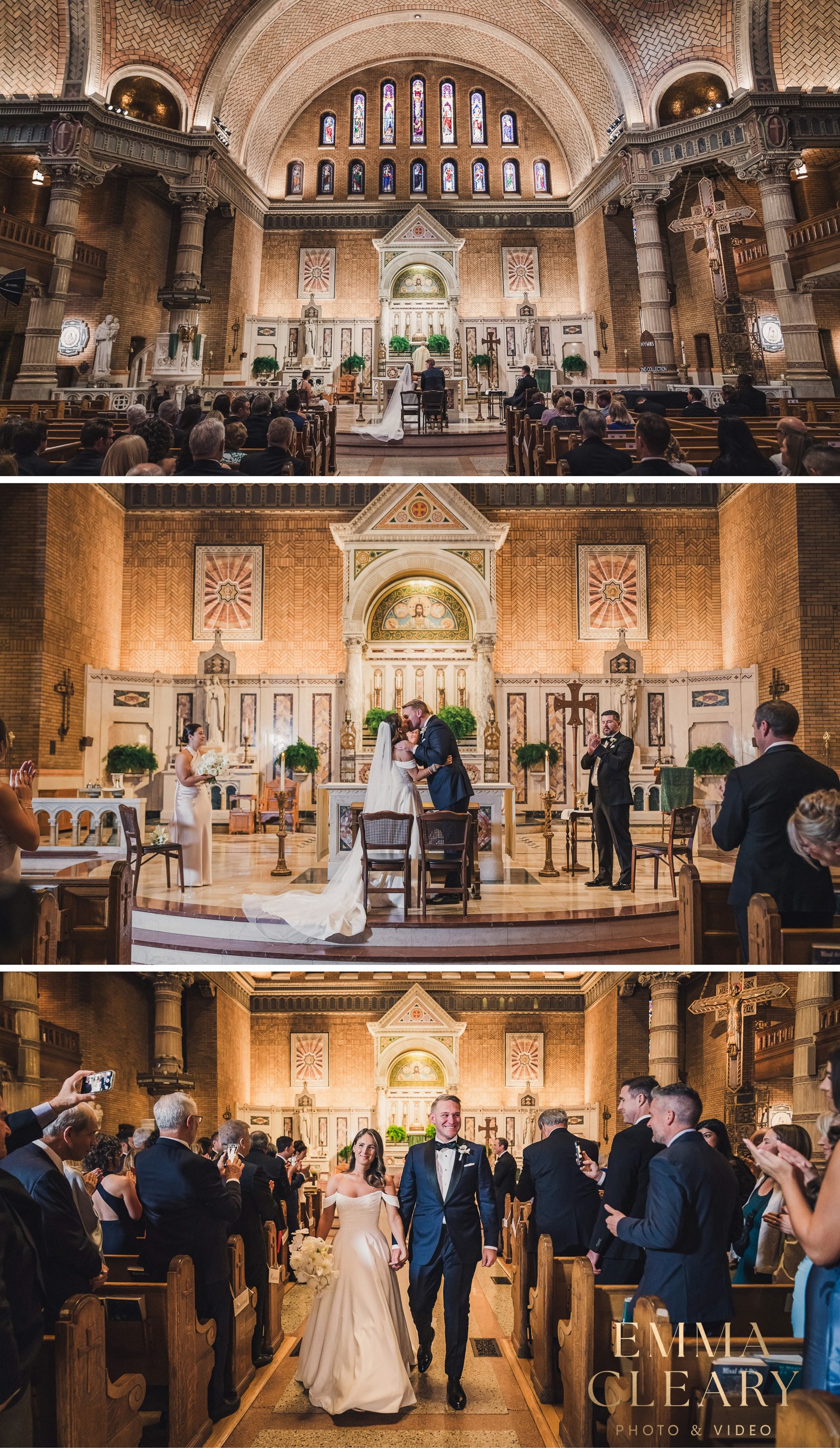 Photojournalistic photos of a wedding ceremony at a church in New York