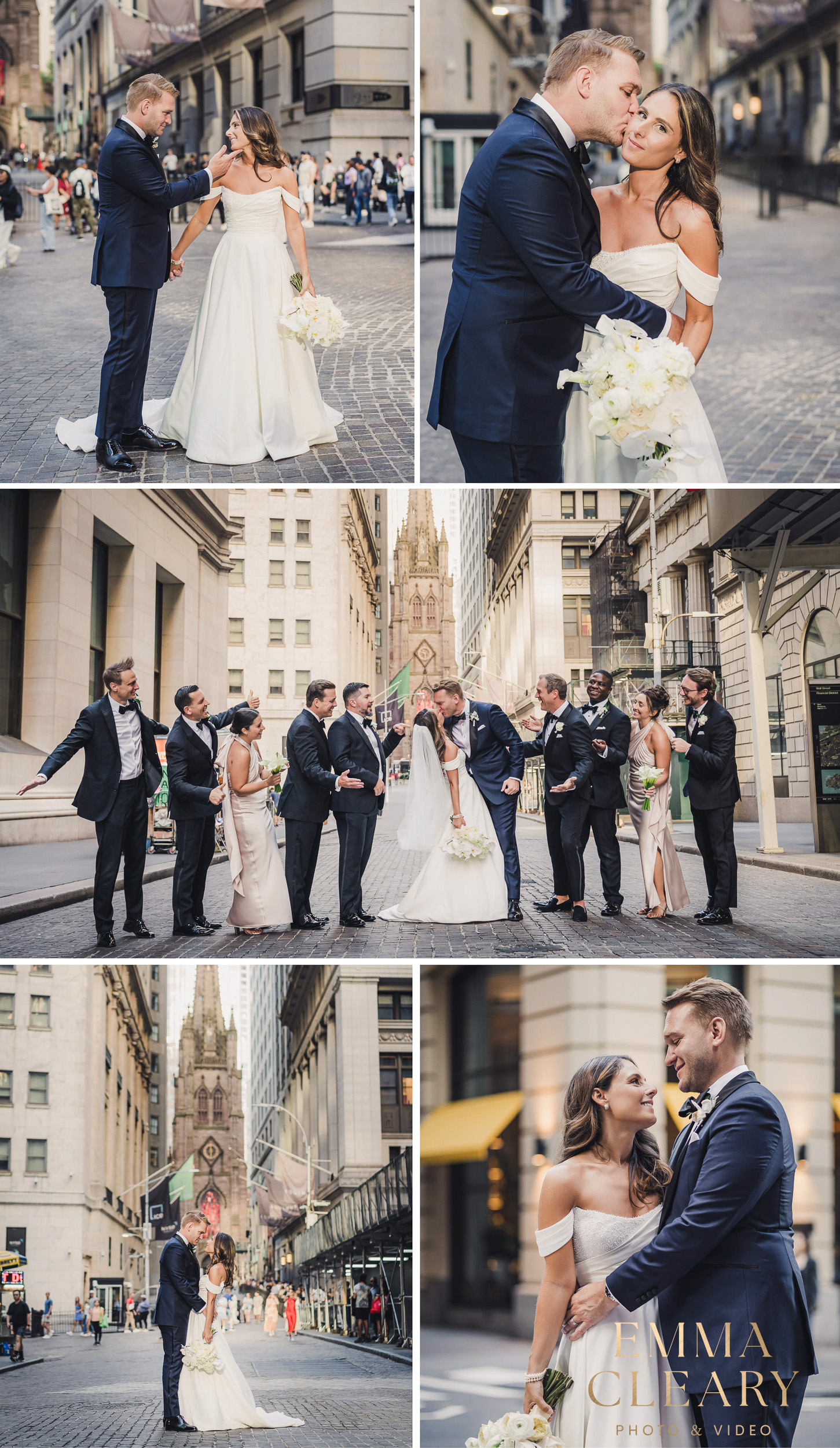Photojournalistic portraits of the bride and groom on the streets of NYC