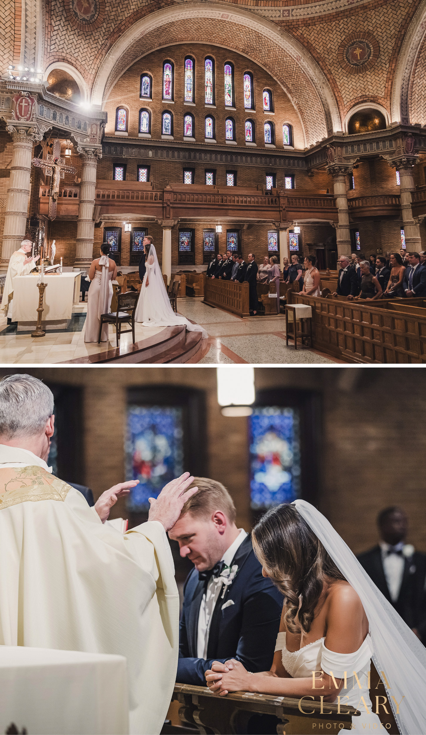 Photojournalistic photos of a wedding ceremony at a church in New York