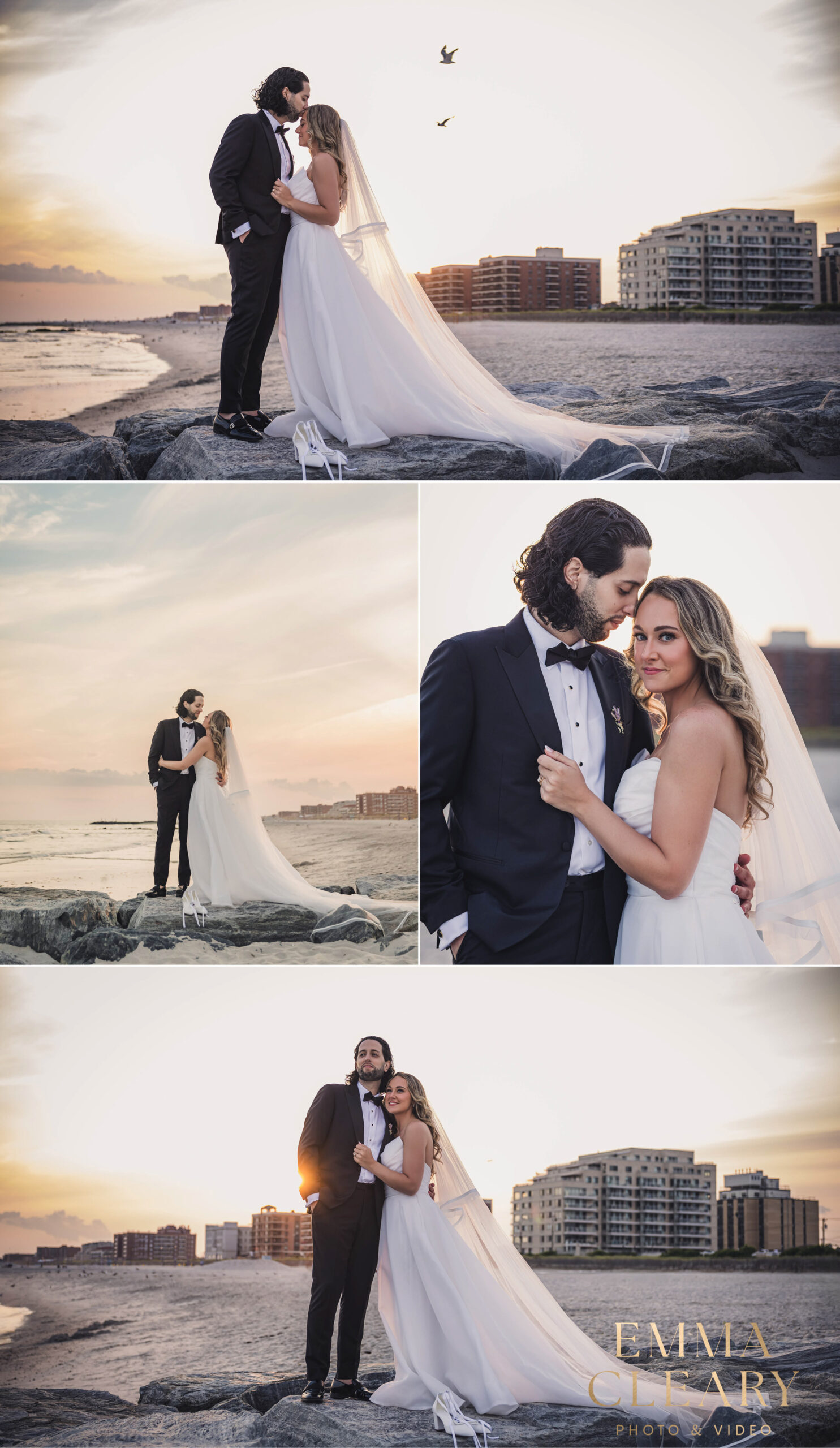 Sunset wedding photo at Long Beach