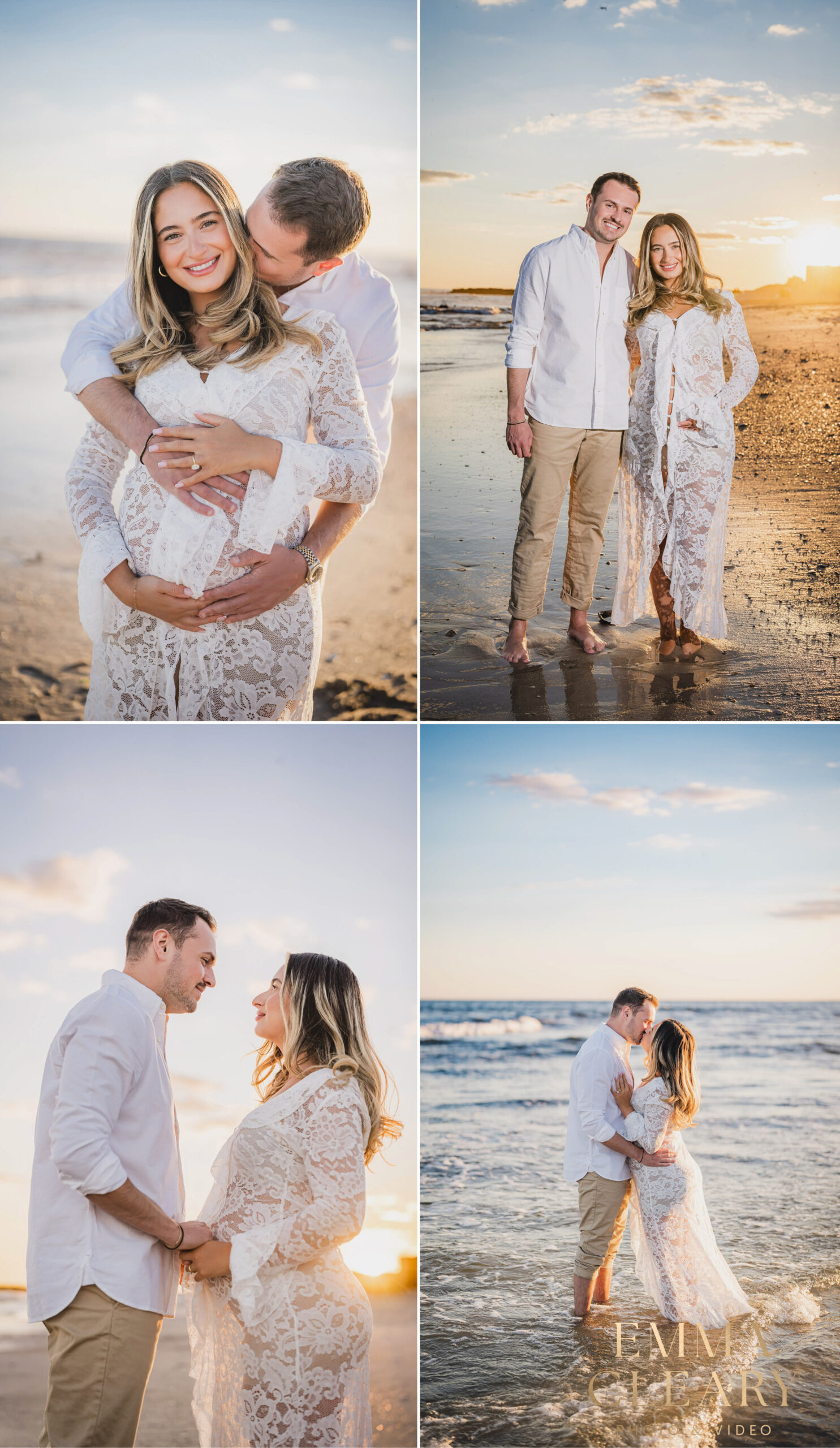 Engagement photos of a couple at a beach on long island