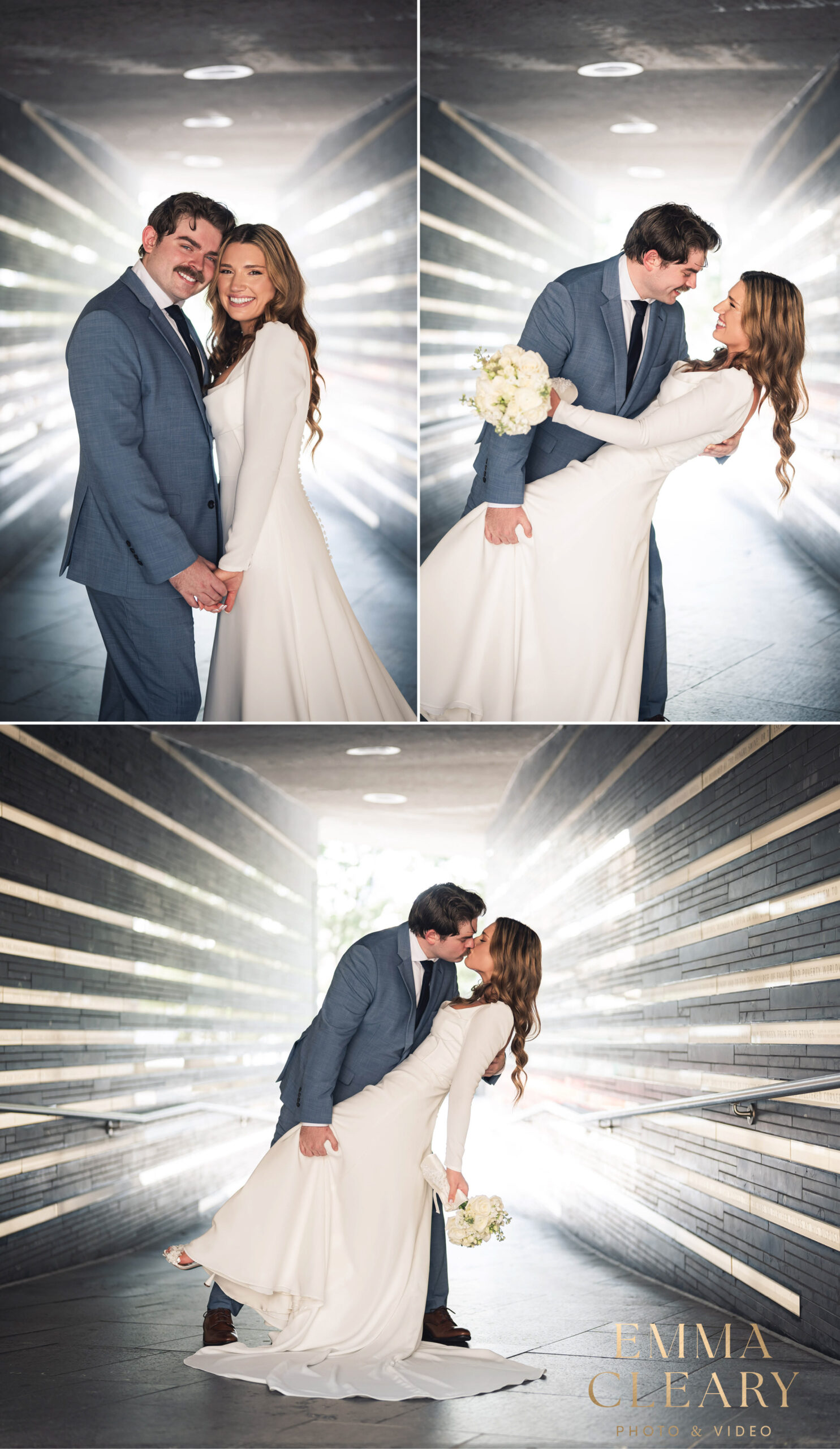 Editorial wedding photos of the bride and groom in New York