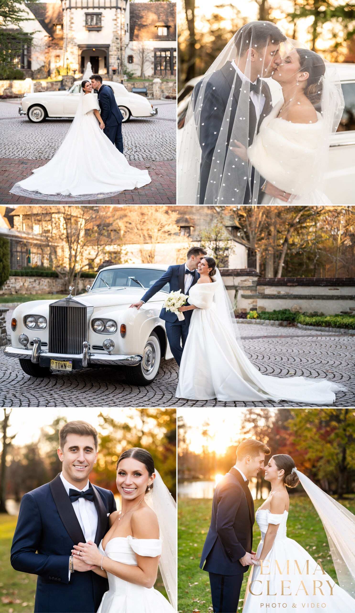 Editorial photos of the bride and groom at the Pleasantdale Chateau