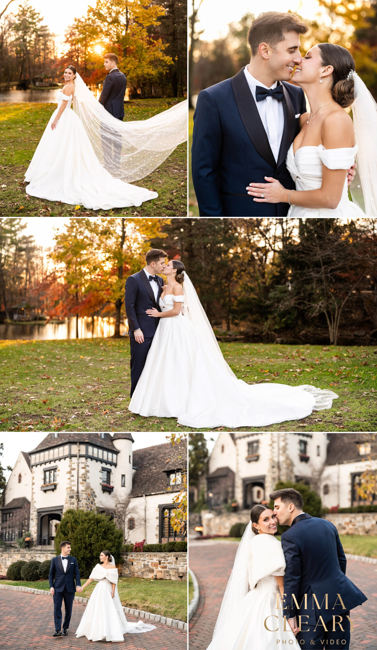 Editorial photos of the bride and groom at the Pleasantdale Chateau