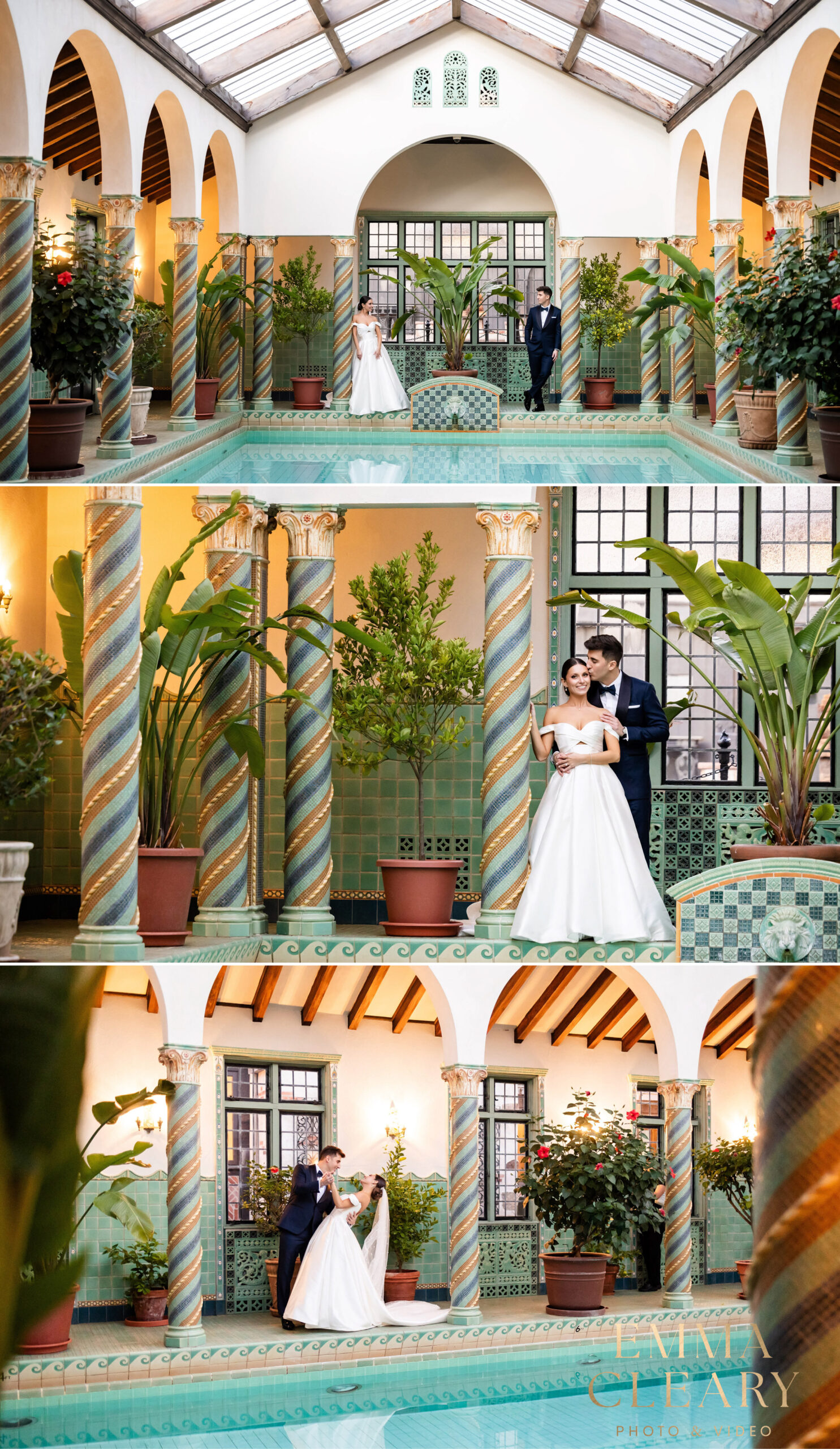 Editorial photos of the bride and groom at the Pleasantdale Chateau
