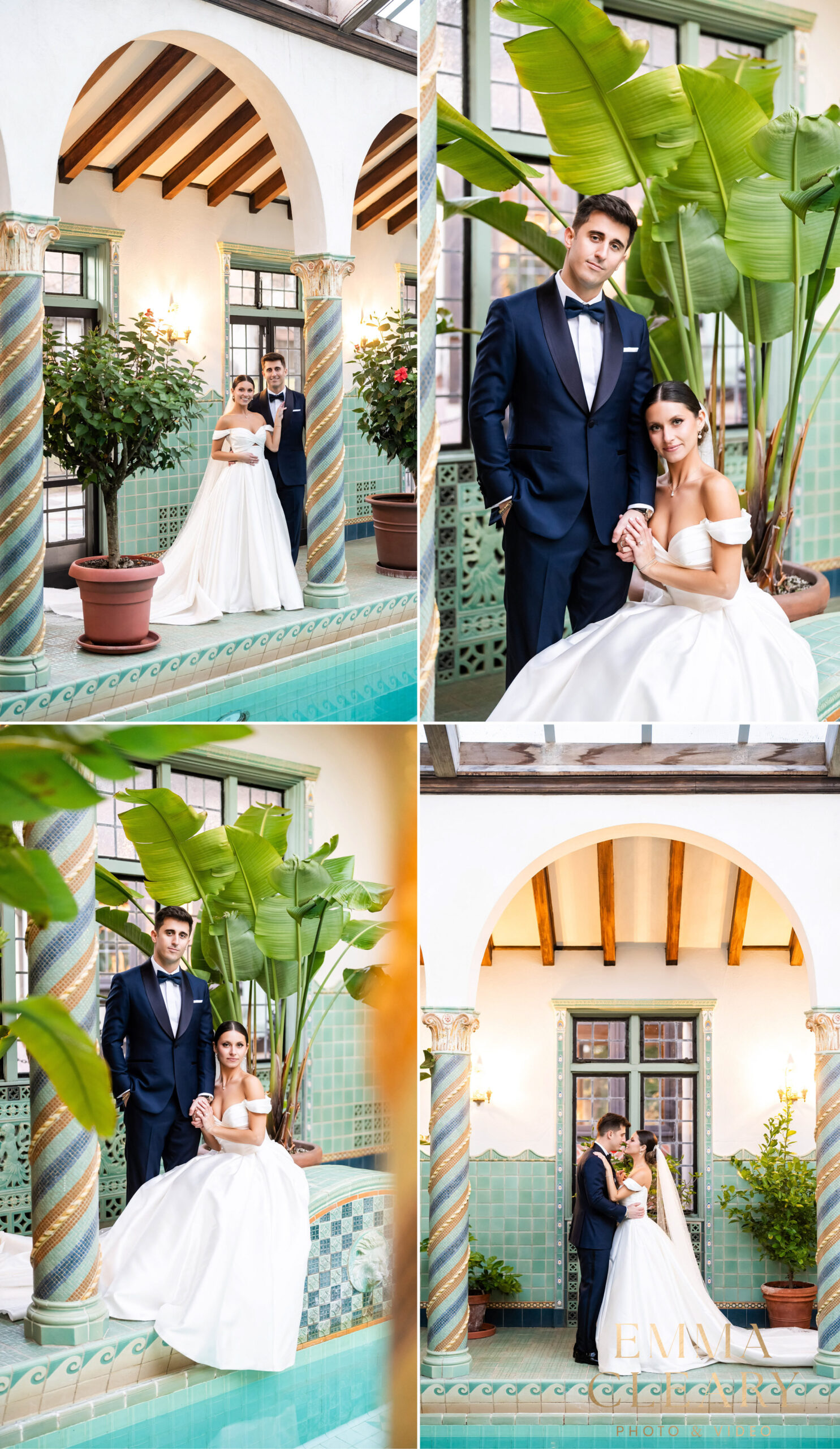Editorial photos of the bride and groom at the Pleasantdale Chateau