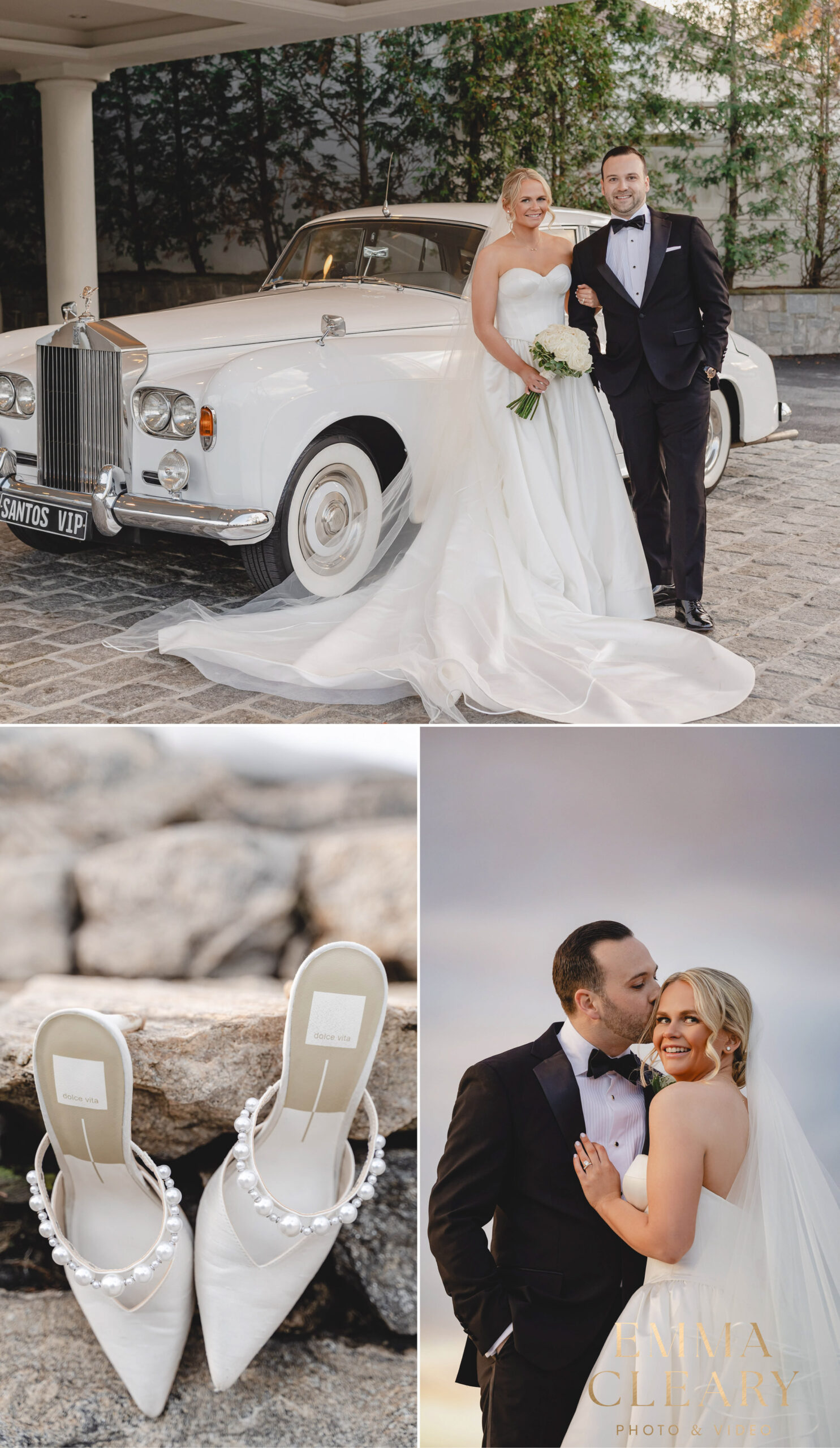 Editorial wedding photos of a couple on the waterfront in Glen Island Park