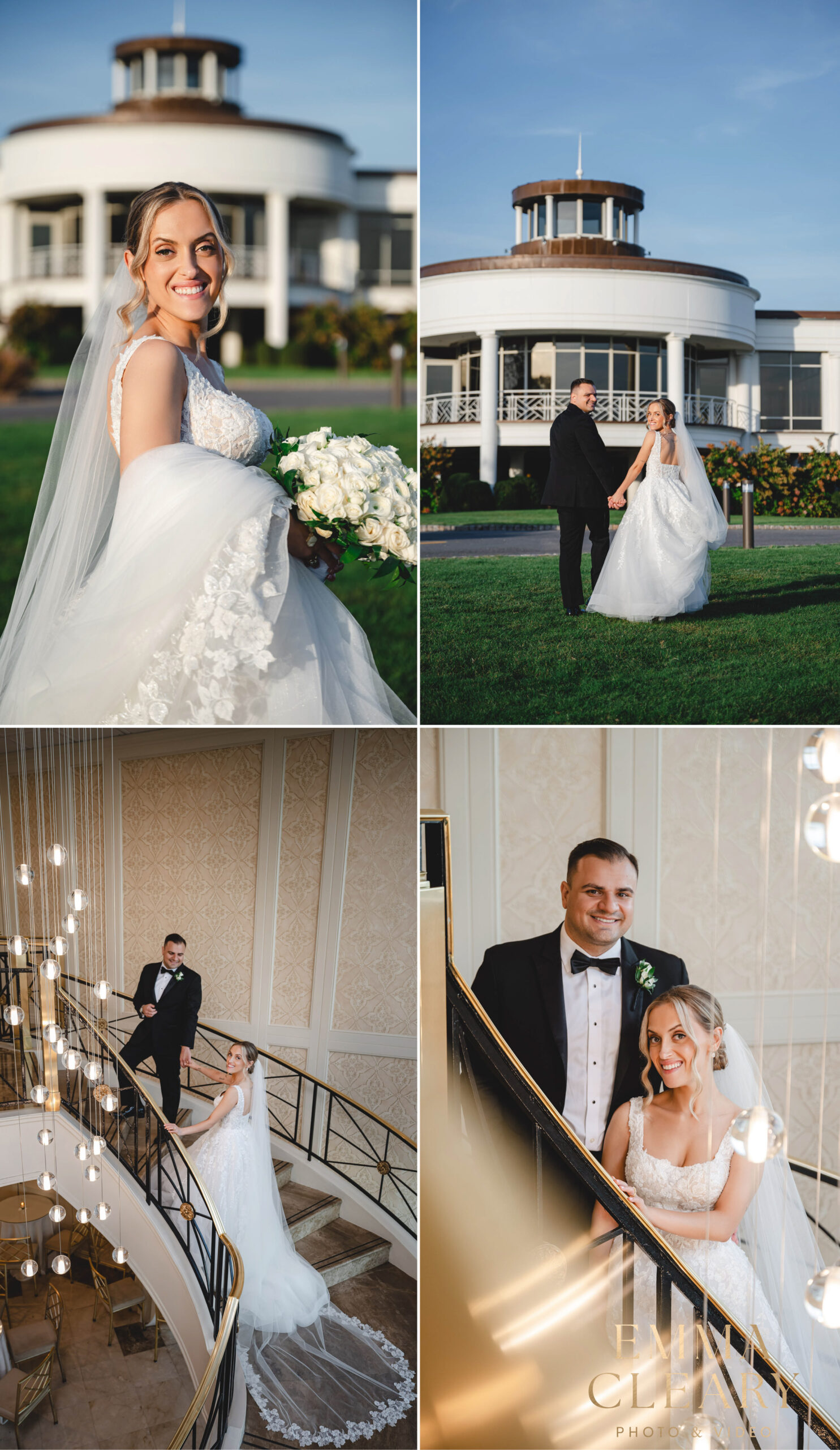 Editorial wedding photos of a couple at the Glen Island Harbor Club