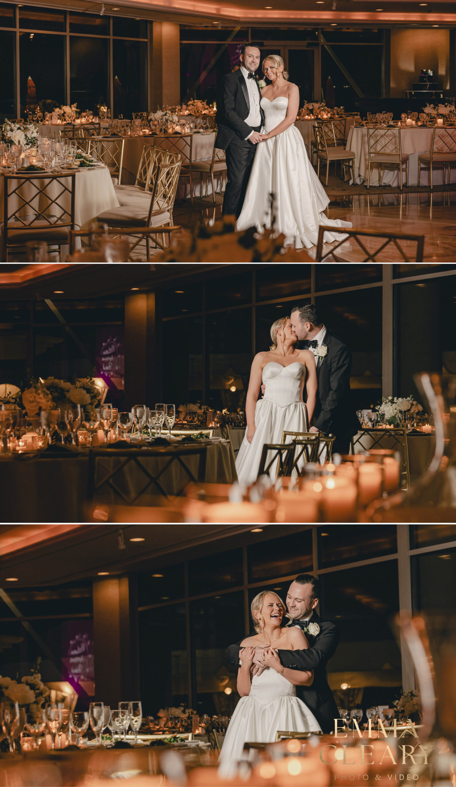 Photojournalistic wedding photos of a couple at the Glen Island Harbor Club