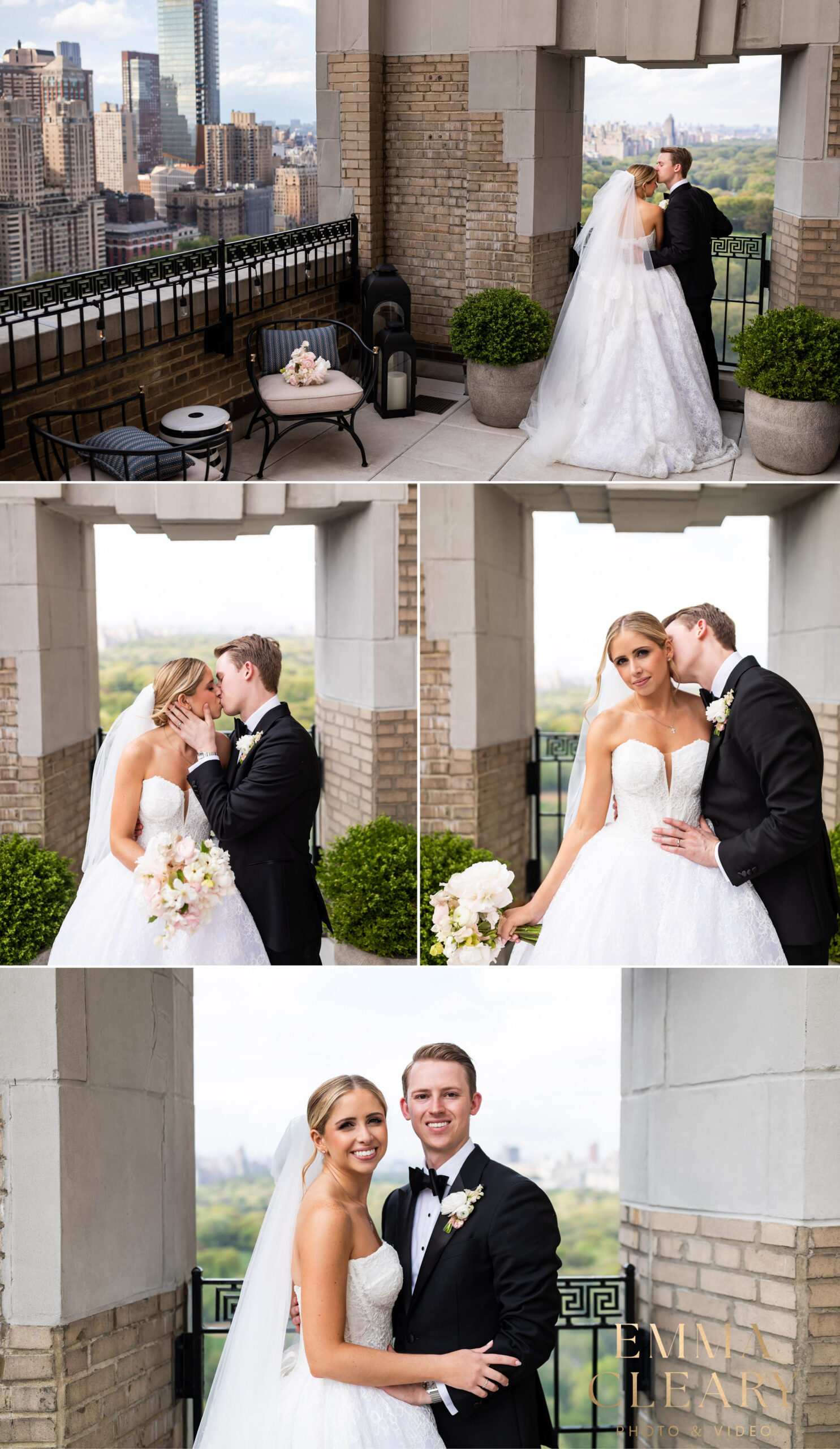 Editorial wedding photos of the bride and groom at Essex House