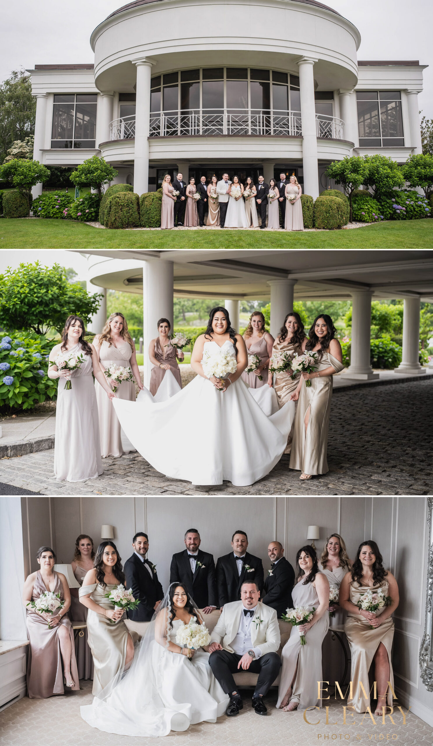 Group wedding photos at Glen Island Harbour Club