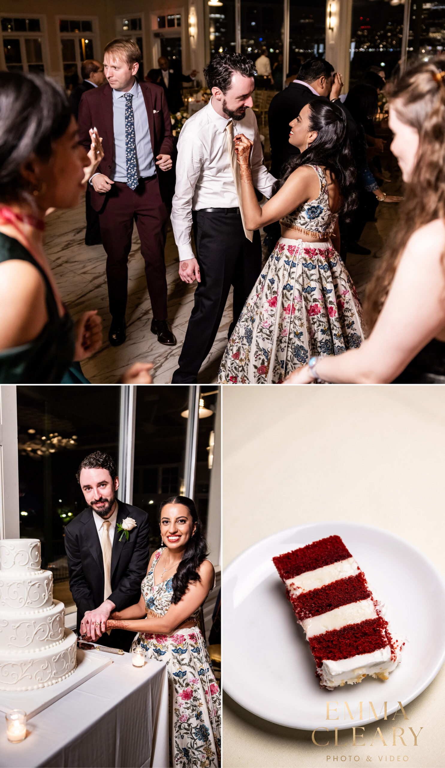 Photos of cutting a wedding cake at Liberty House