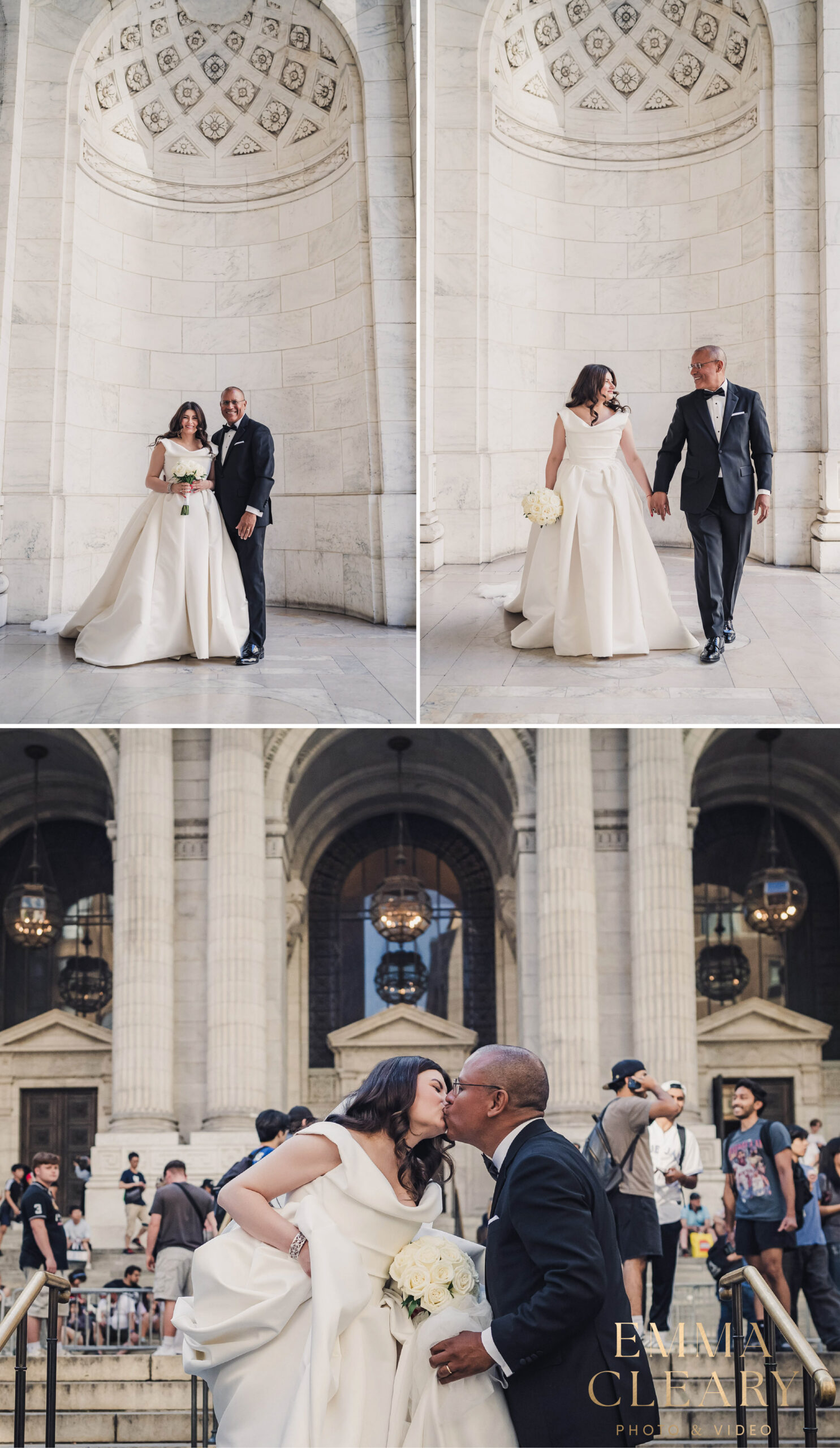 Editorial wedding photos of the bride and groom in NYC