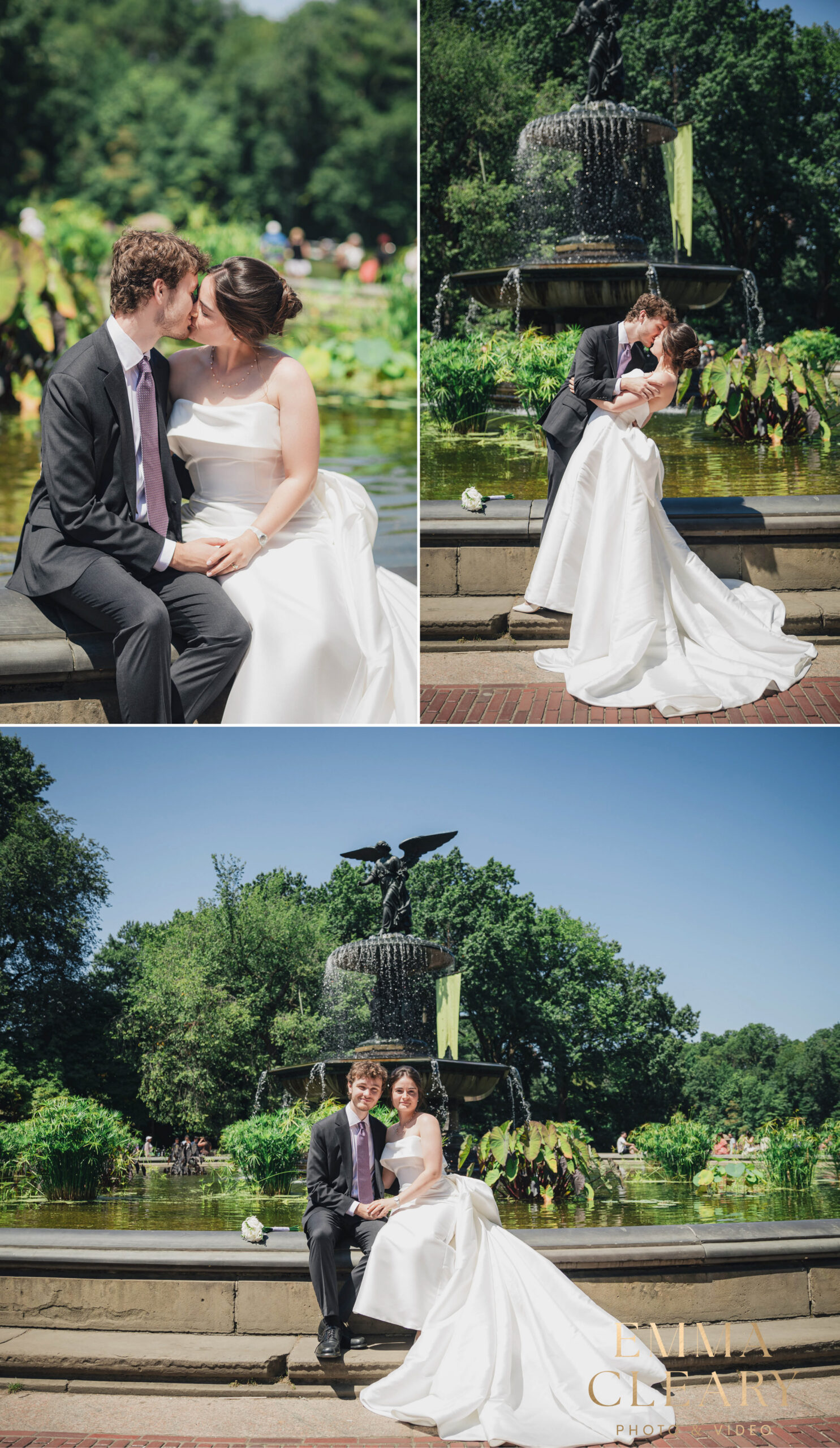 Editorial wedding photos of the bride and groom in Central Park