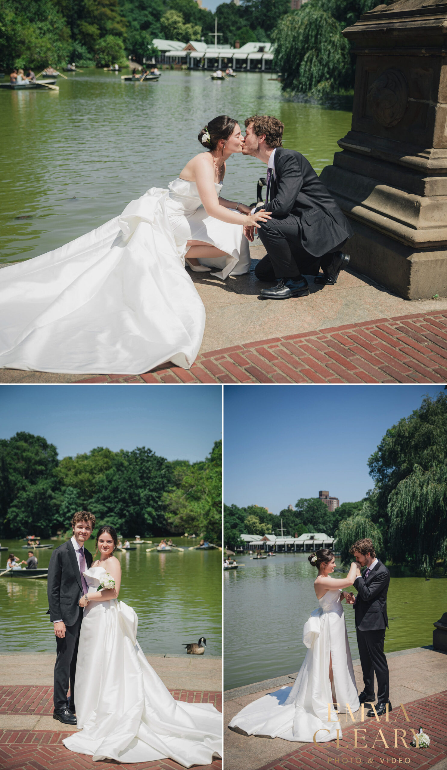 Editorial wedding photos of the bride and groom in Central Park
