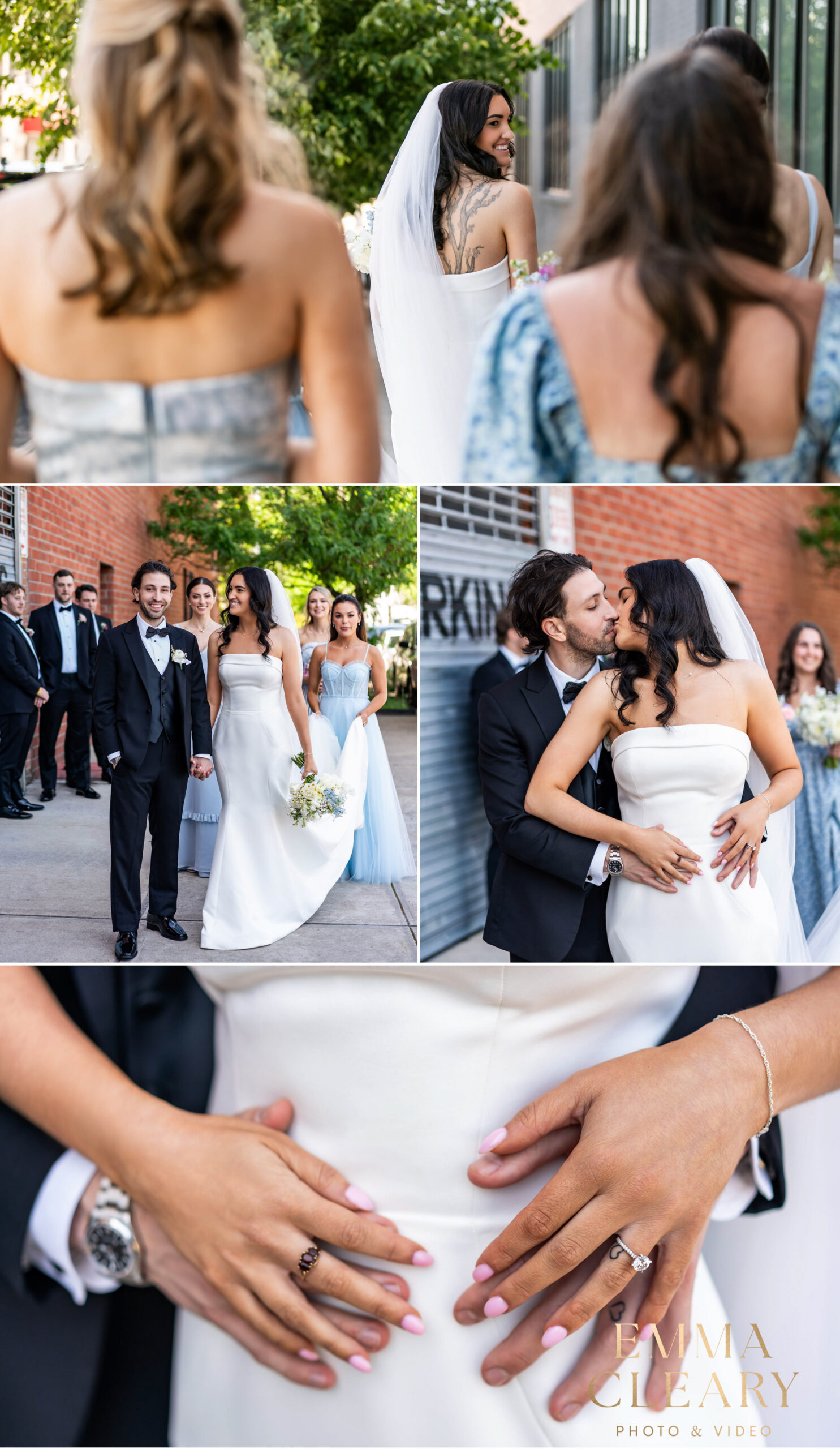 Editorial wedding photos of the bride and groom in LIC