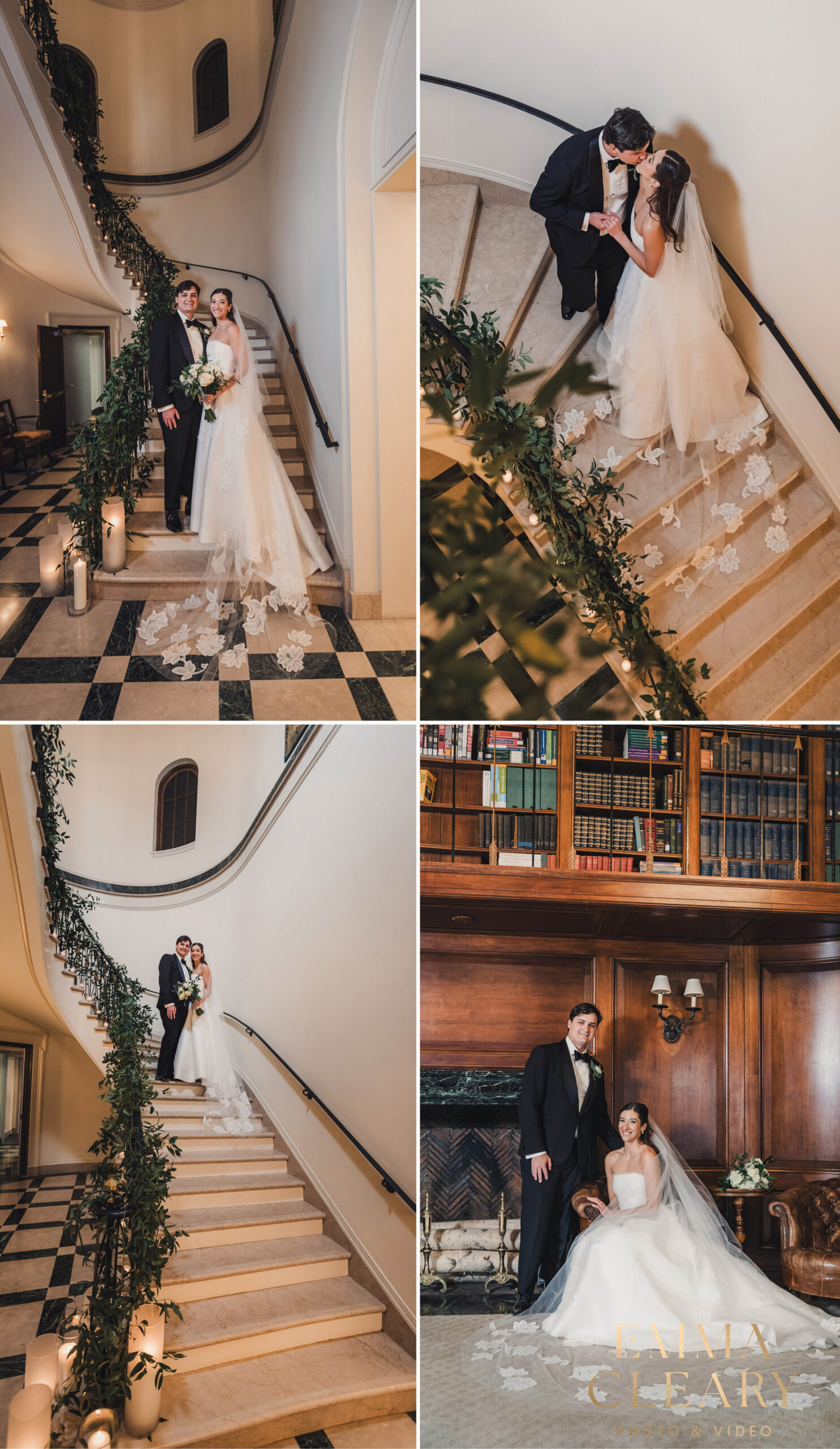 Editorial photos of the bride and groom at Harold Pratt House