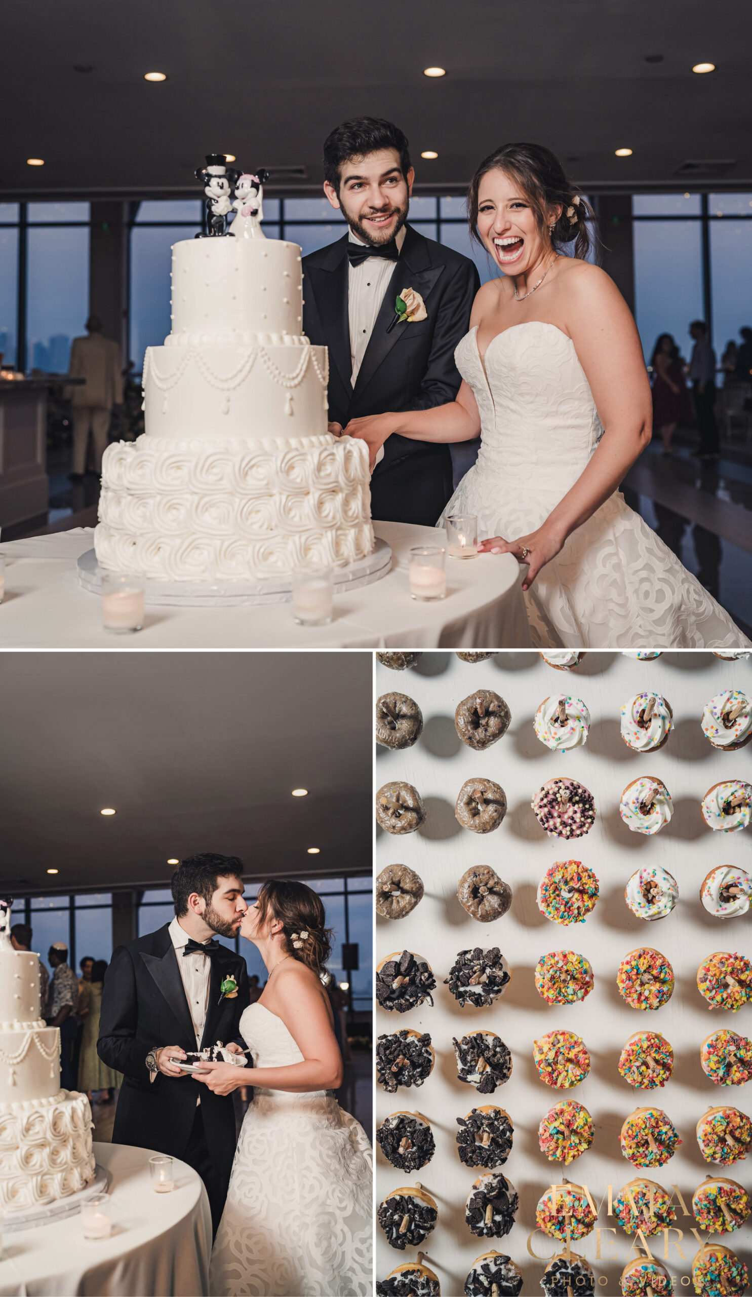 Photos of cutting a wedding cake at Hudson House