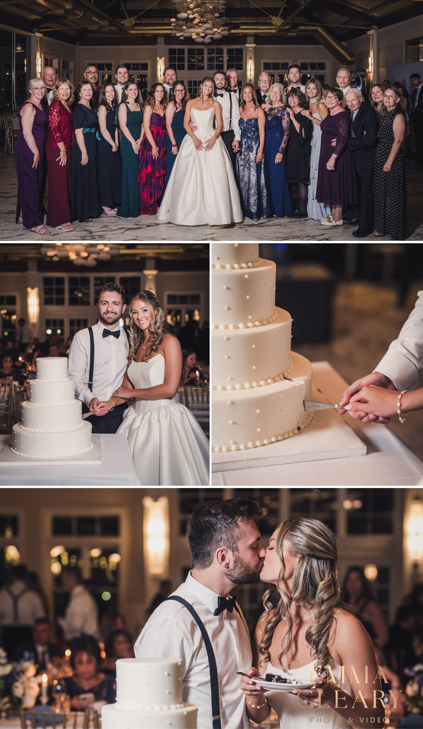 Photos of cutting a wedding cake at Liberty House